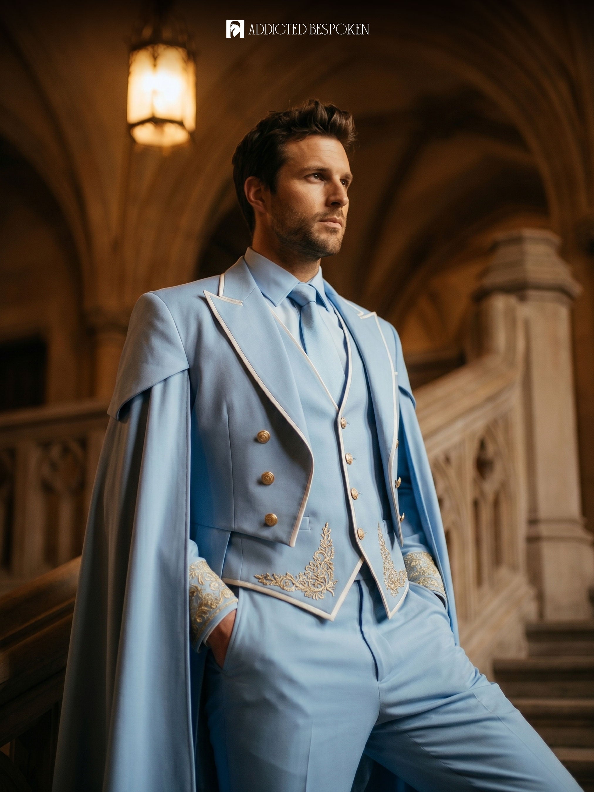 Regal Embroidered Cape Suit Addicted Bespoken