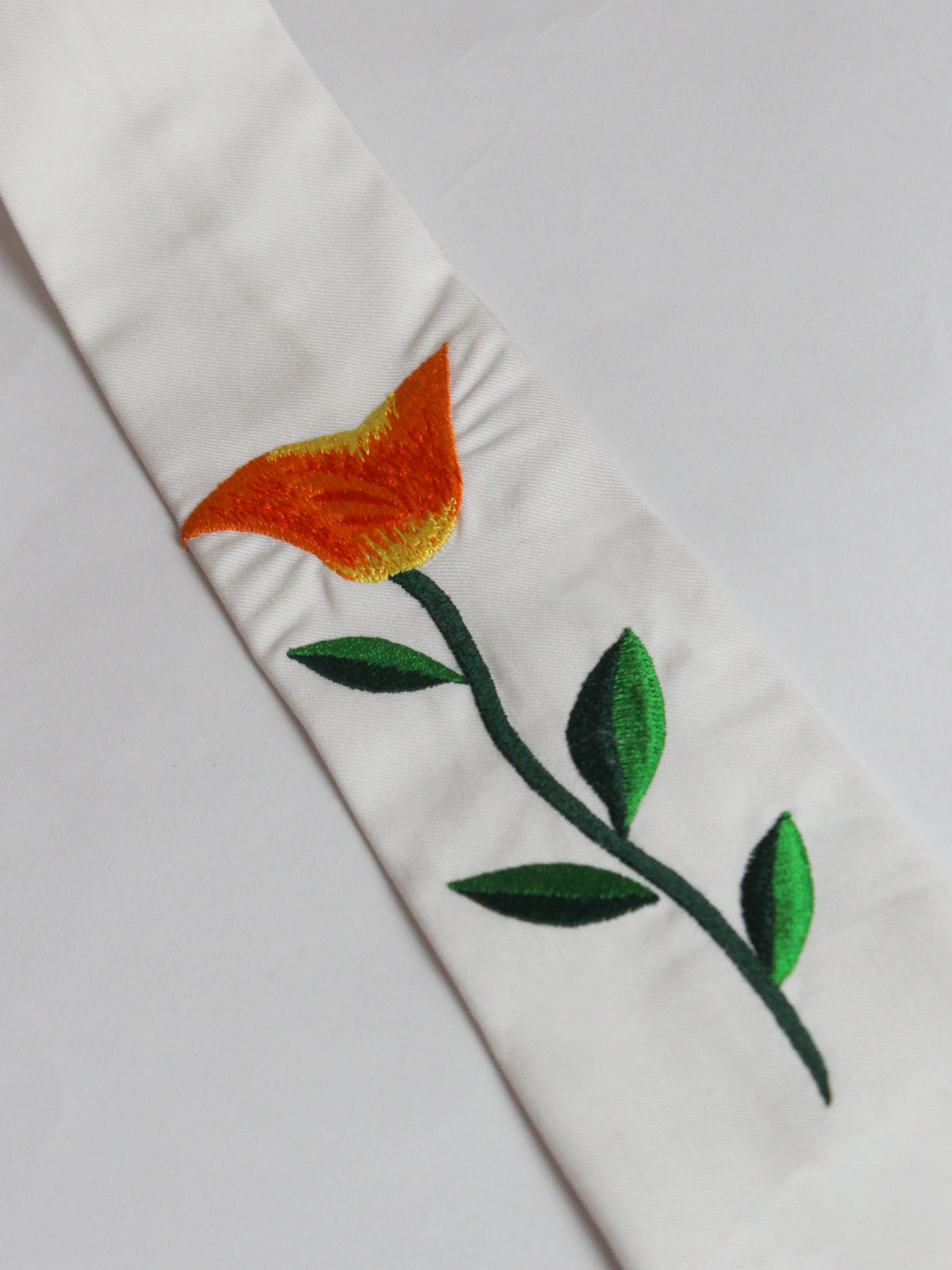 Embroidered Orange Floral Tie