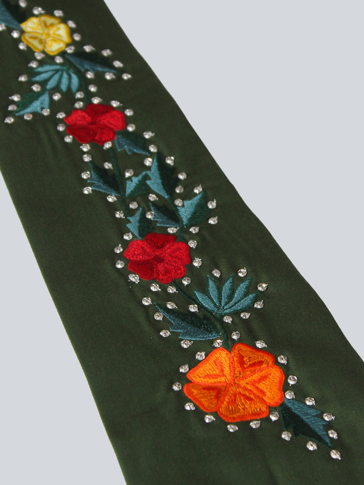 Green Floral Embroidered Tie