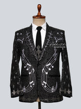 Symphony of Style Rhinestone-Embellished Musical Motif Suit
