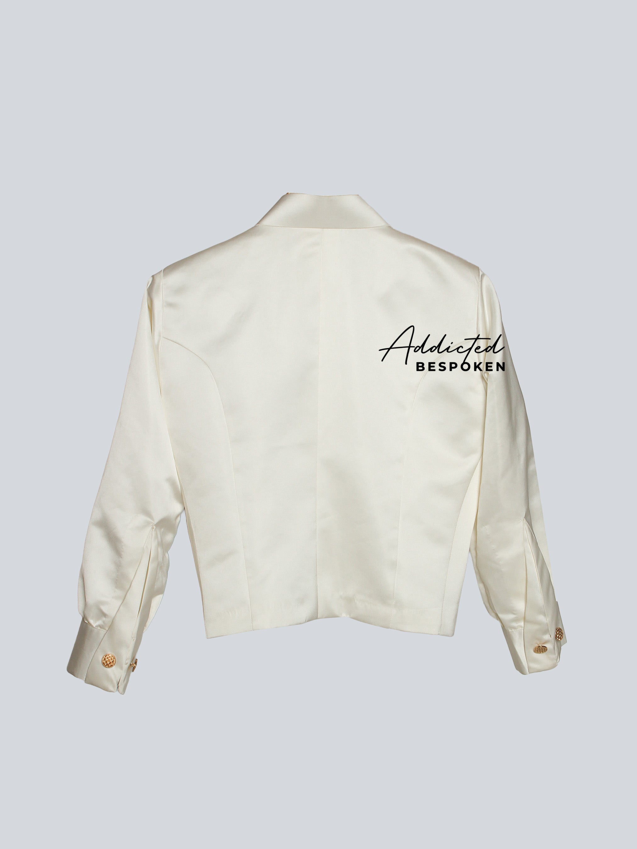 Ivory satin blazer back