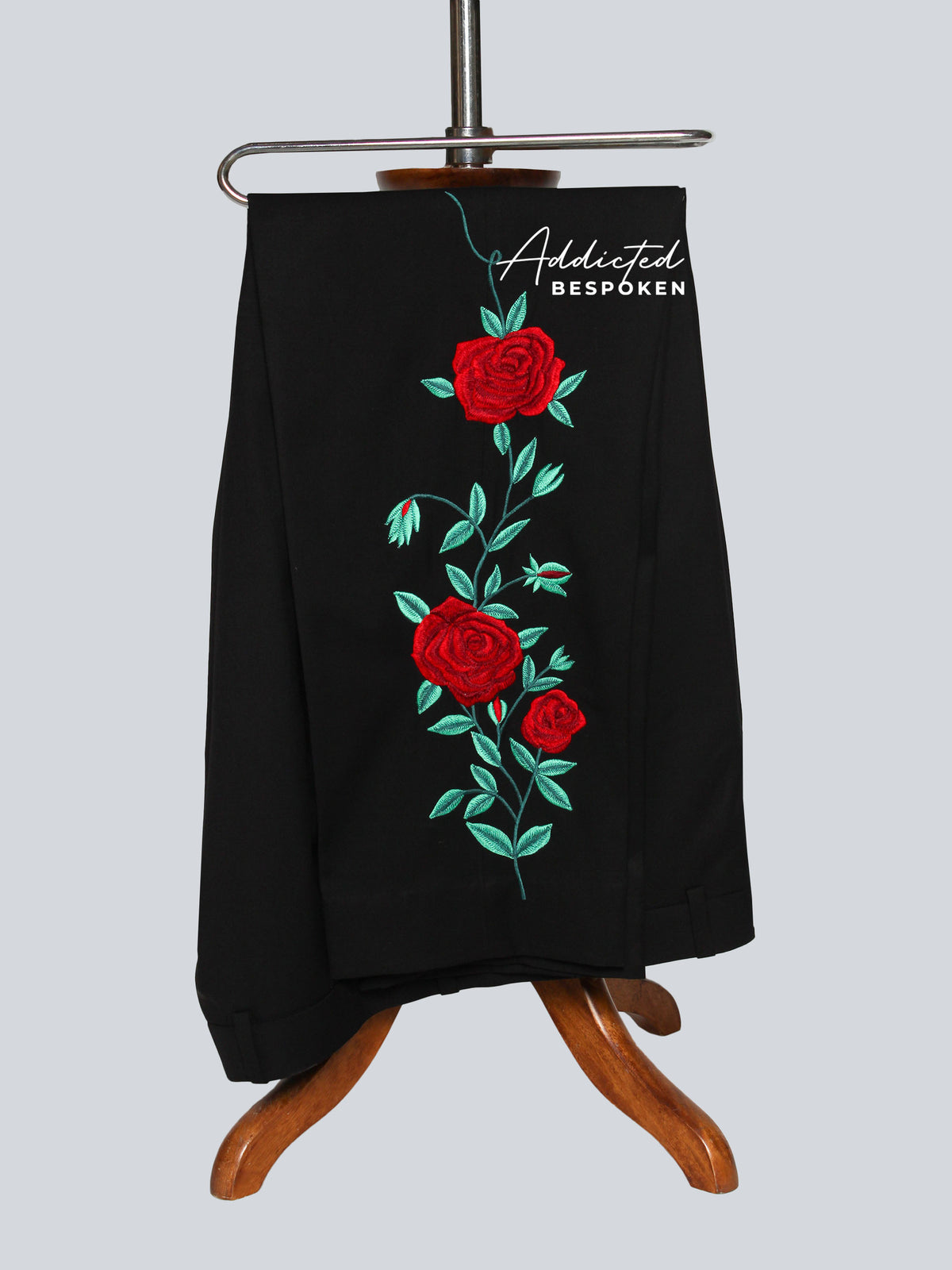 Men black Suit with Red Roses Addicted Bespoken