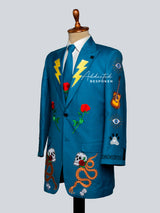 Bold Bespoke Suit with Eclectic Embroidered Embellishments
