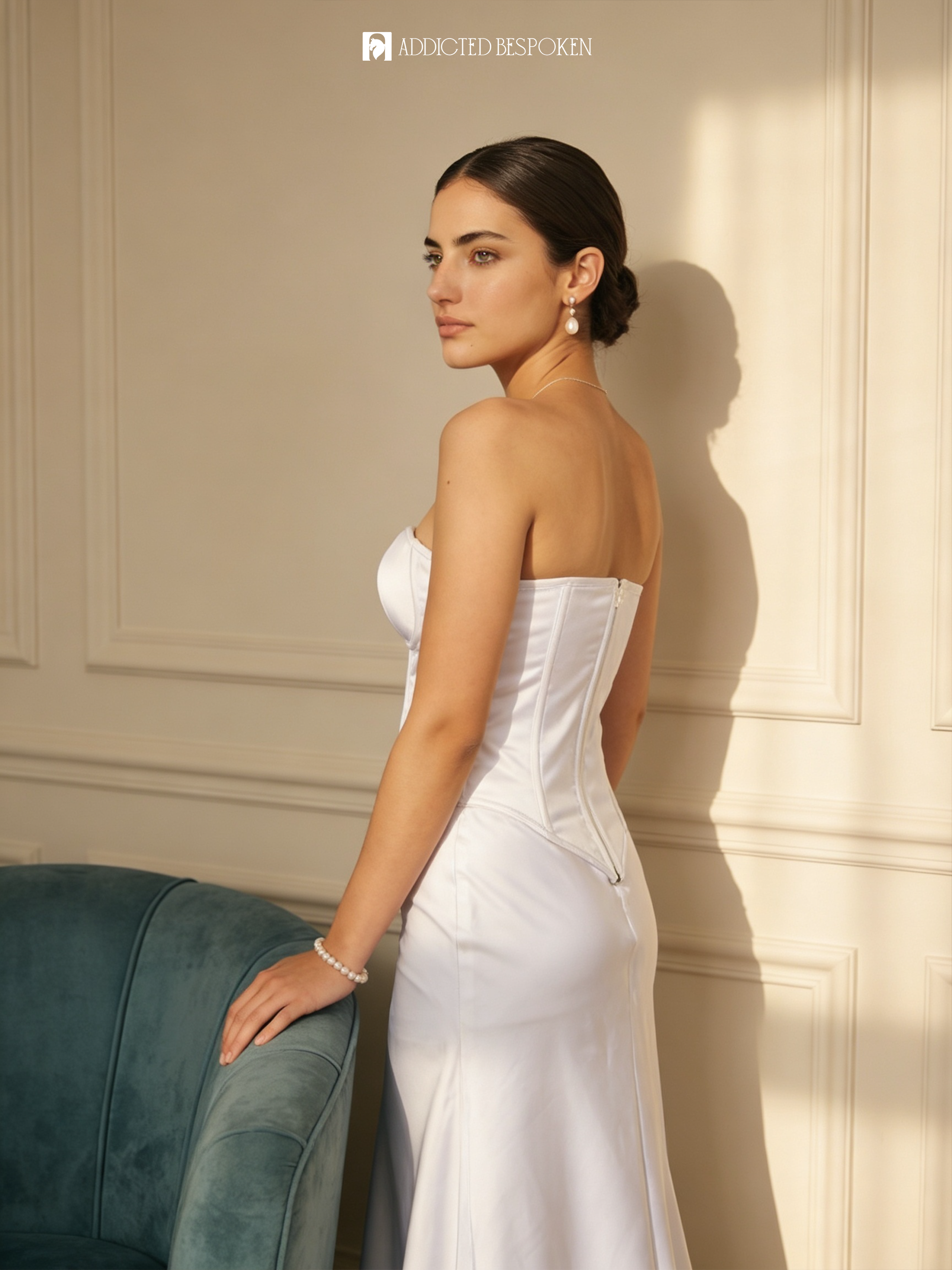 White Strapless Satin Corset Gown Addicted Bespoken