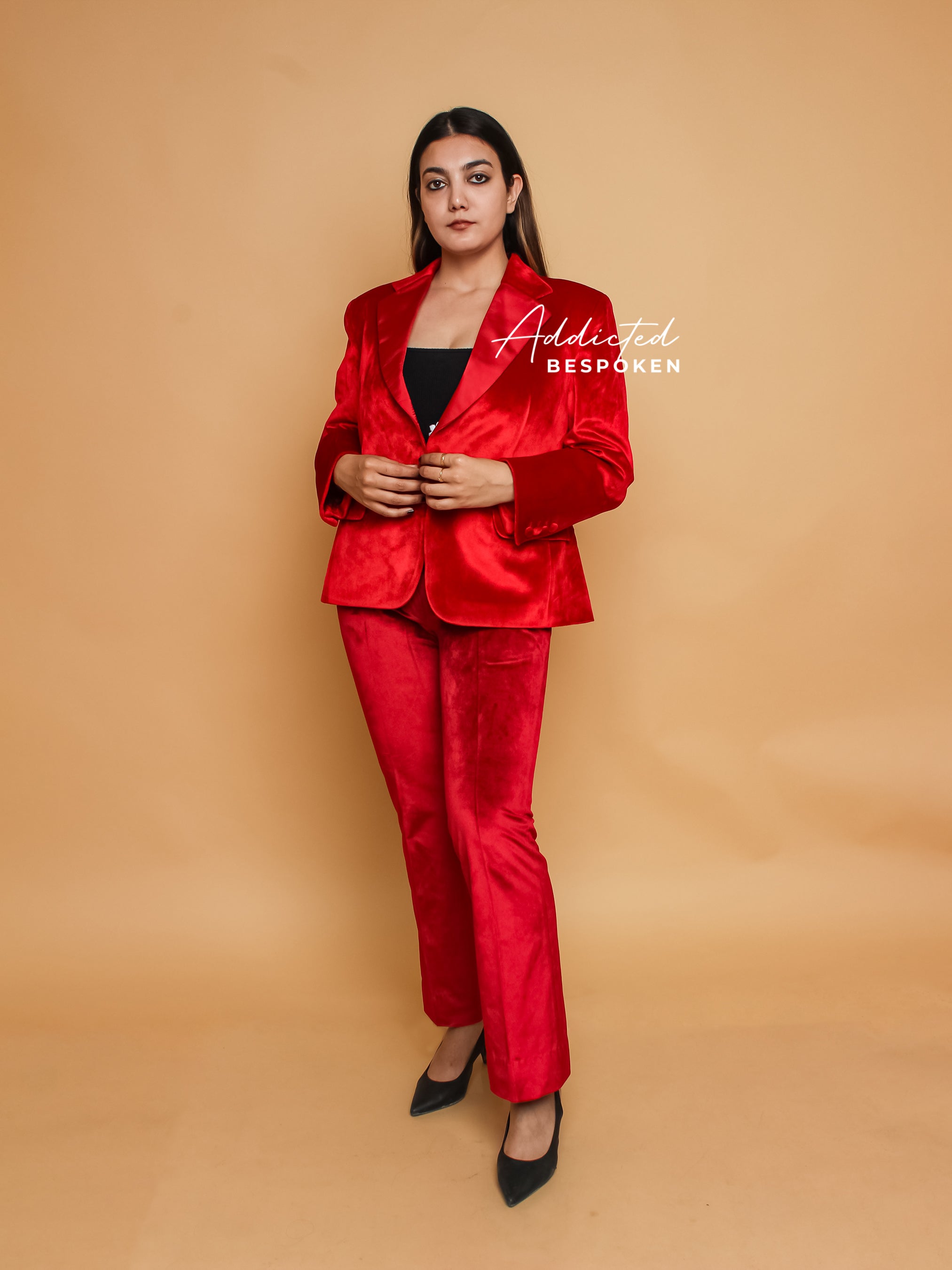 Red Velvet Peak Lapel Suit