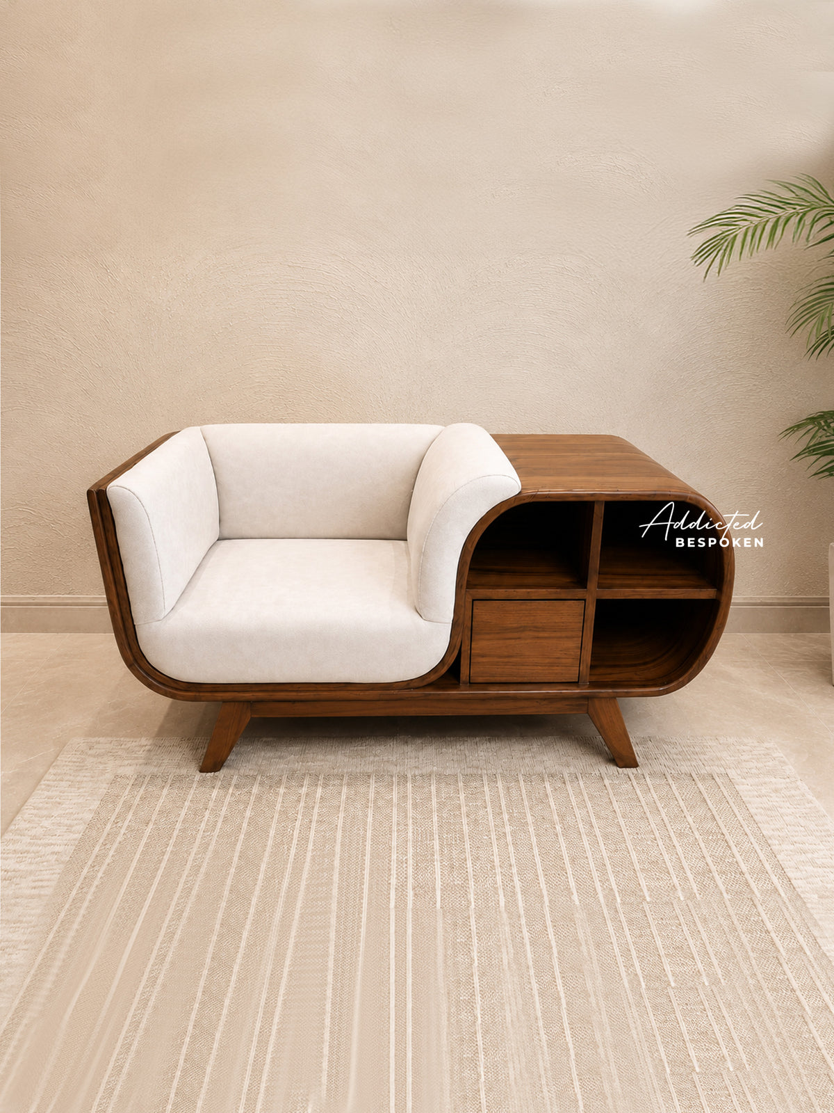 Wooden sofa with storage