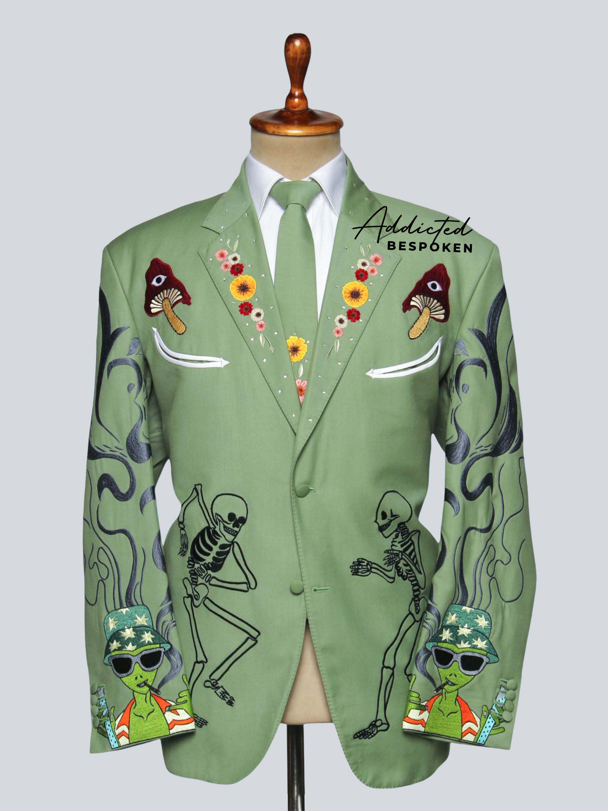 Mystic Skeleton & Mushroom Embroidered Ensemble Addicted Bespoken