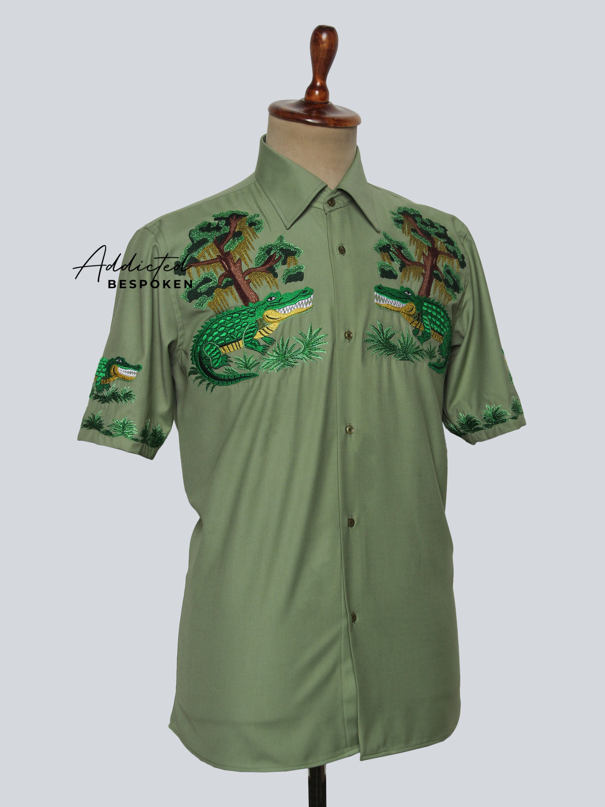 Crocodile Embroidered Western Shirt Addicted Bespoken