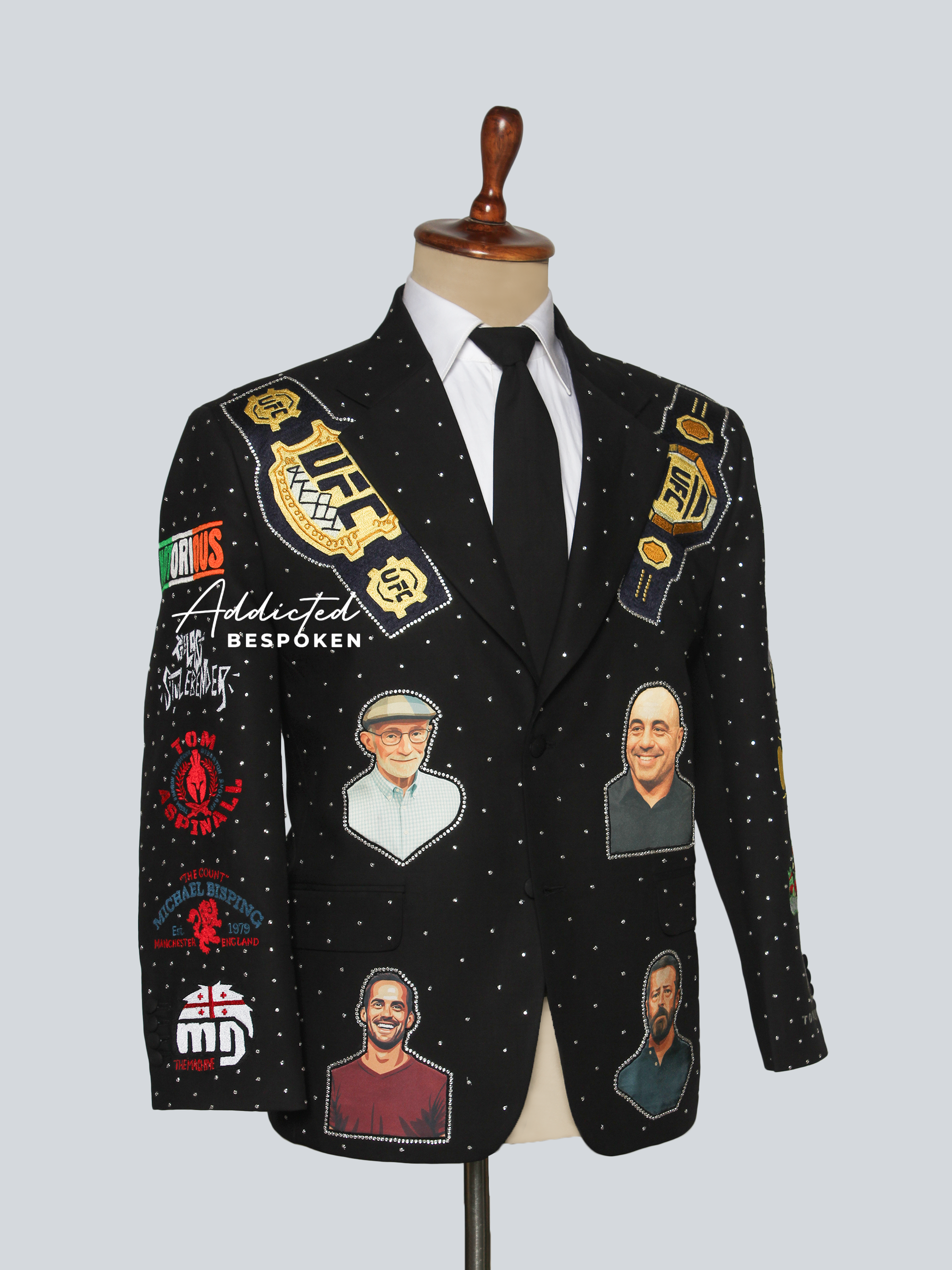 Black UFC-Inspired Portrait Embroidered Blazer Addicted Bespoken
