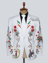 Floral Embroidery Tailored Suit