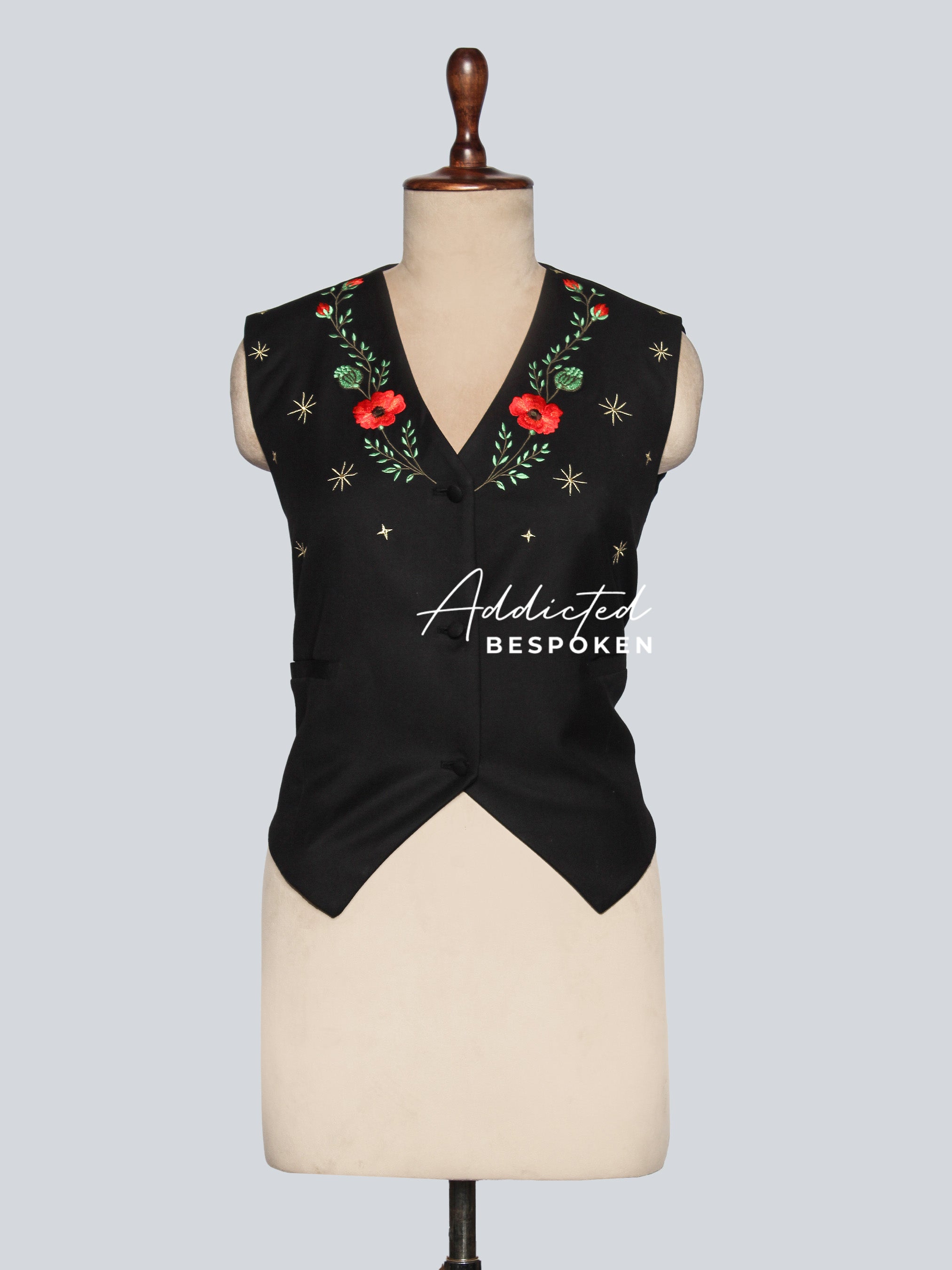 Black Embroidered Vest 