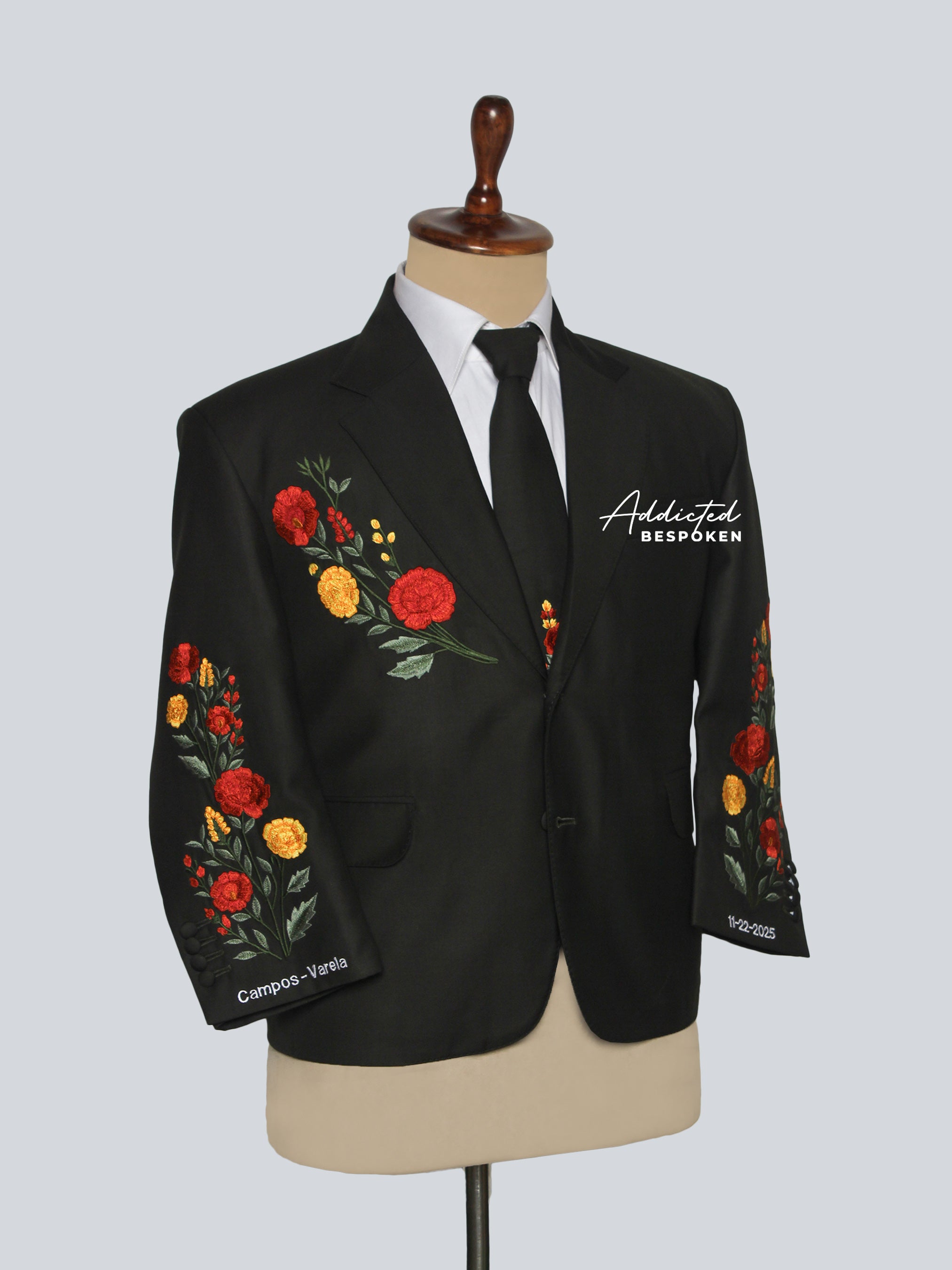 Black Floral Embroidered Blazer Addicted Bespoken