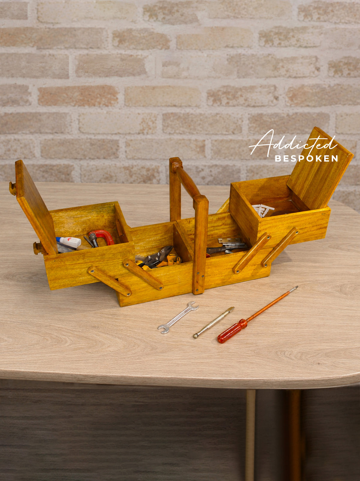 Custom handmade wooden sewing box | Cantilever storage organizer with carry handle Addicted Bespoken