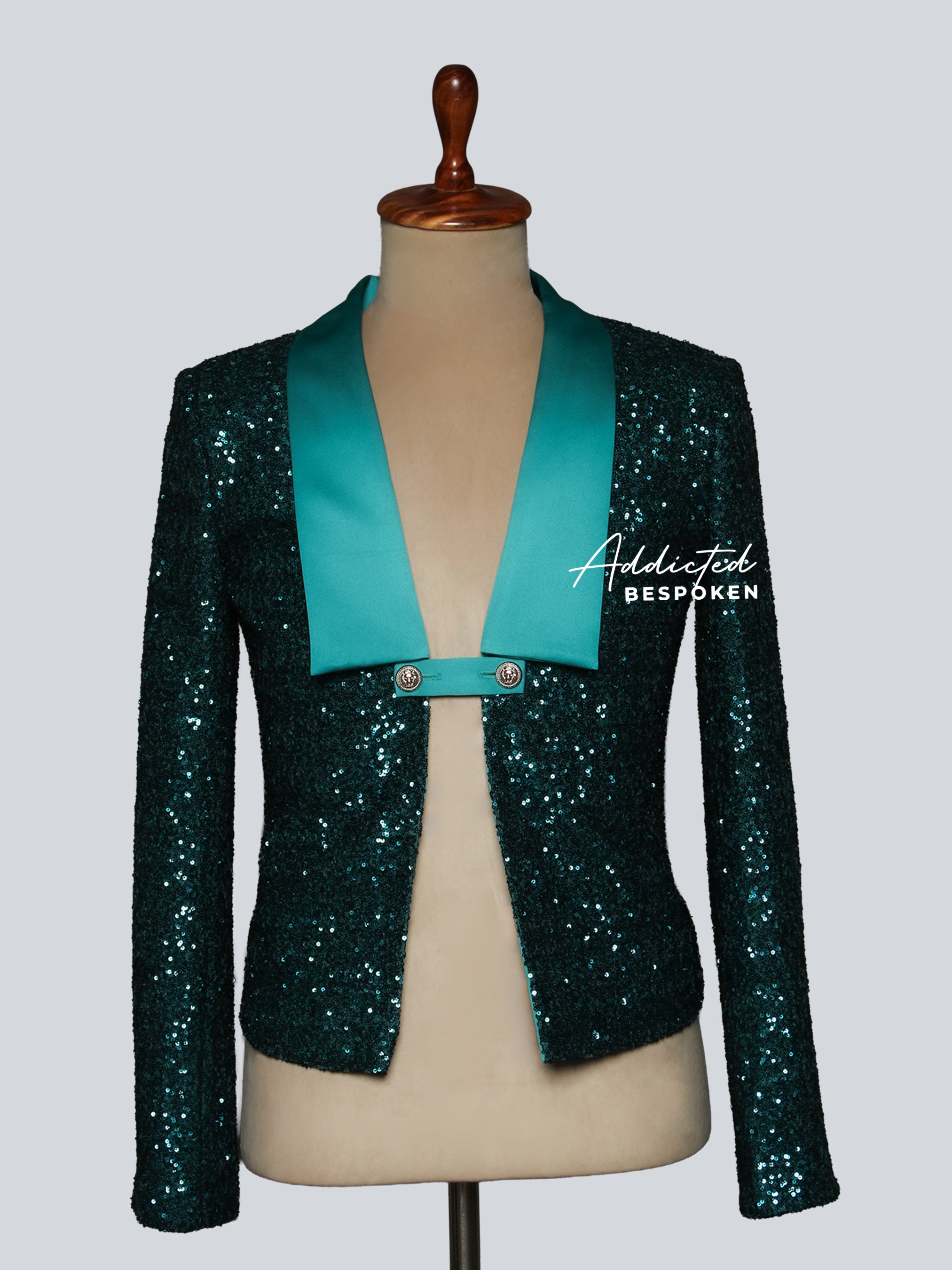 Teal Sequin Blazer Set