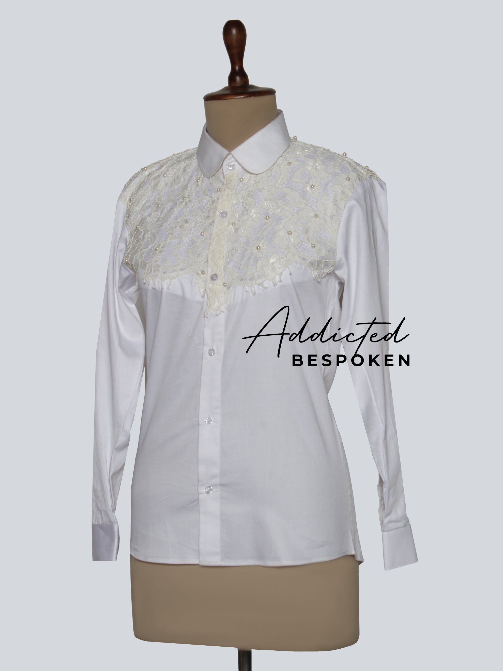 White Embroidered Pearl Shirt