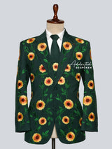 Artful Sunflower Embroidery Two-Piece Cocktail Suit