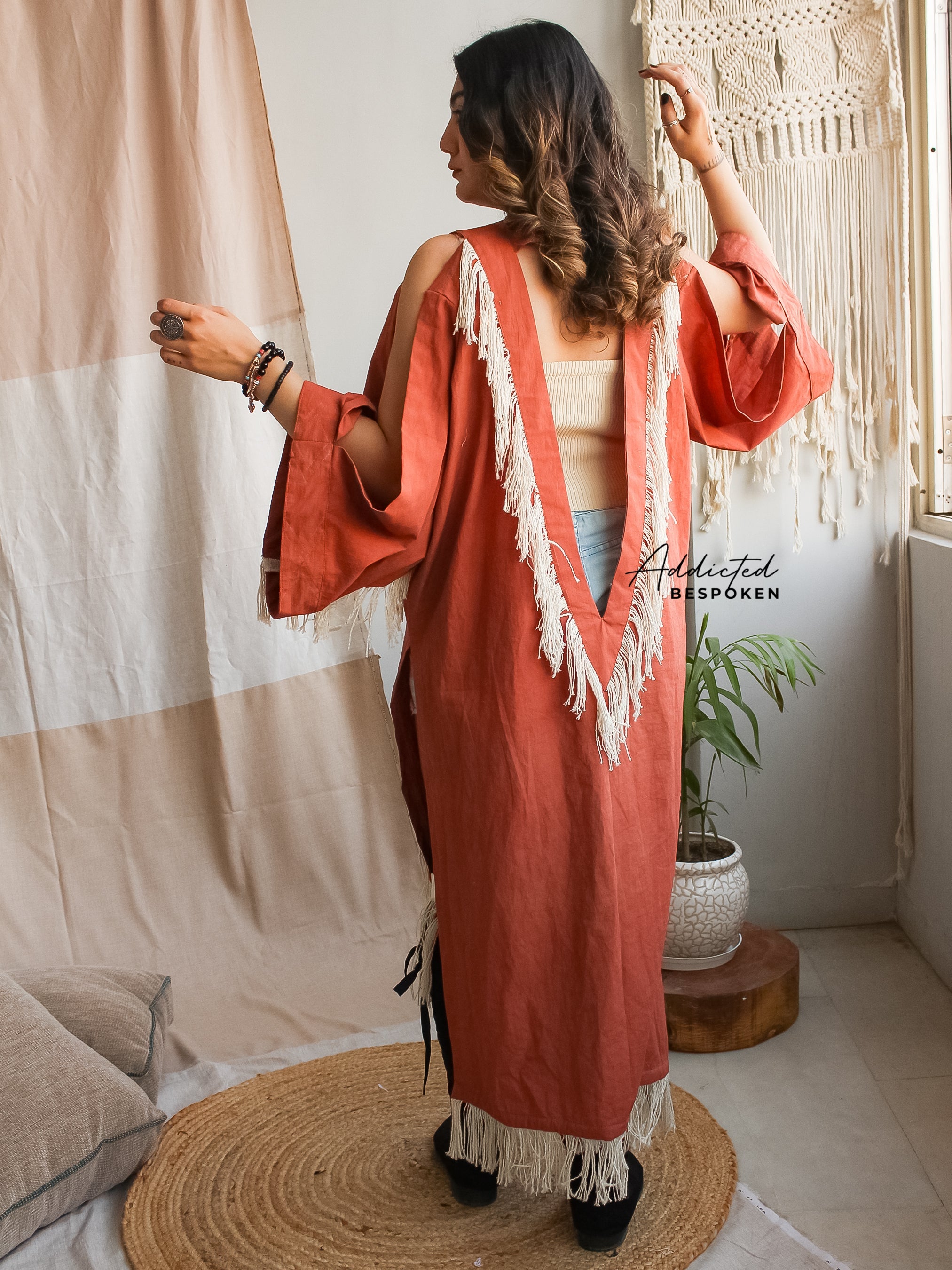 Fringed Linen Kimono Jacket