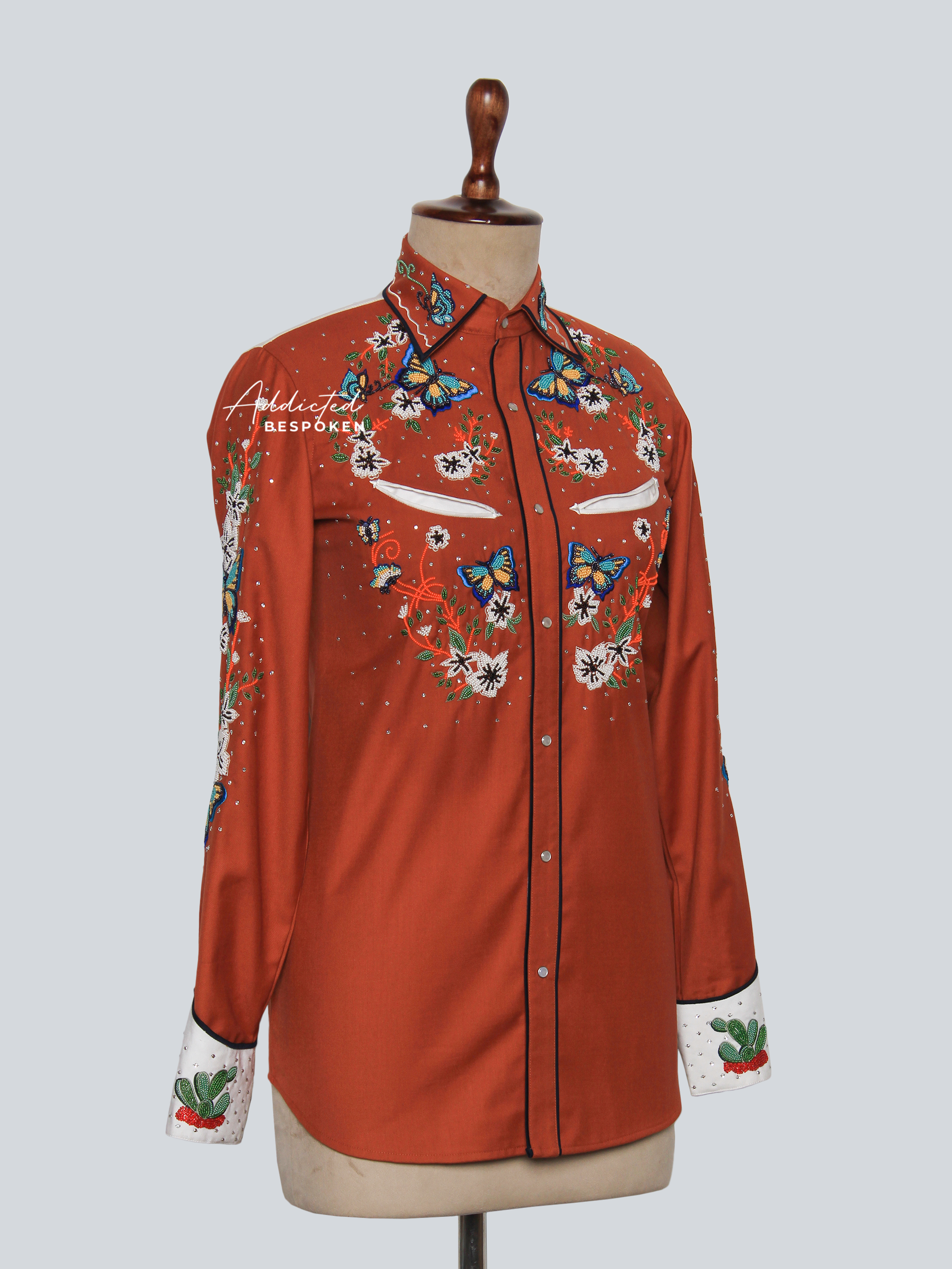 Butterfly Bloom Embroidered Western Shirt