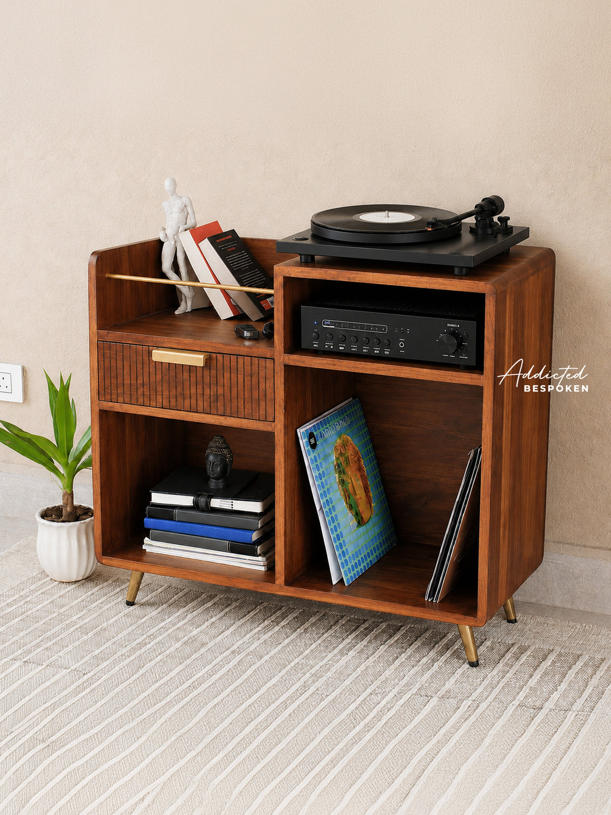 Wooden Record Player Stand