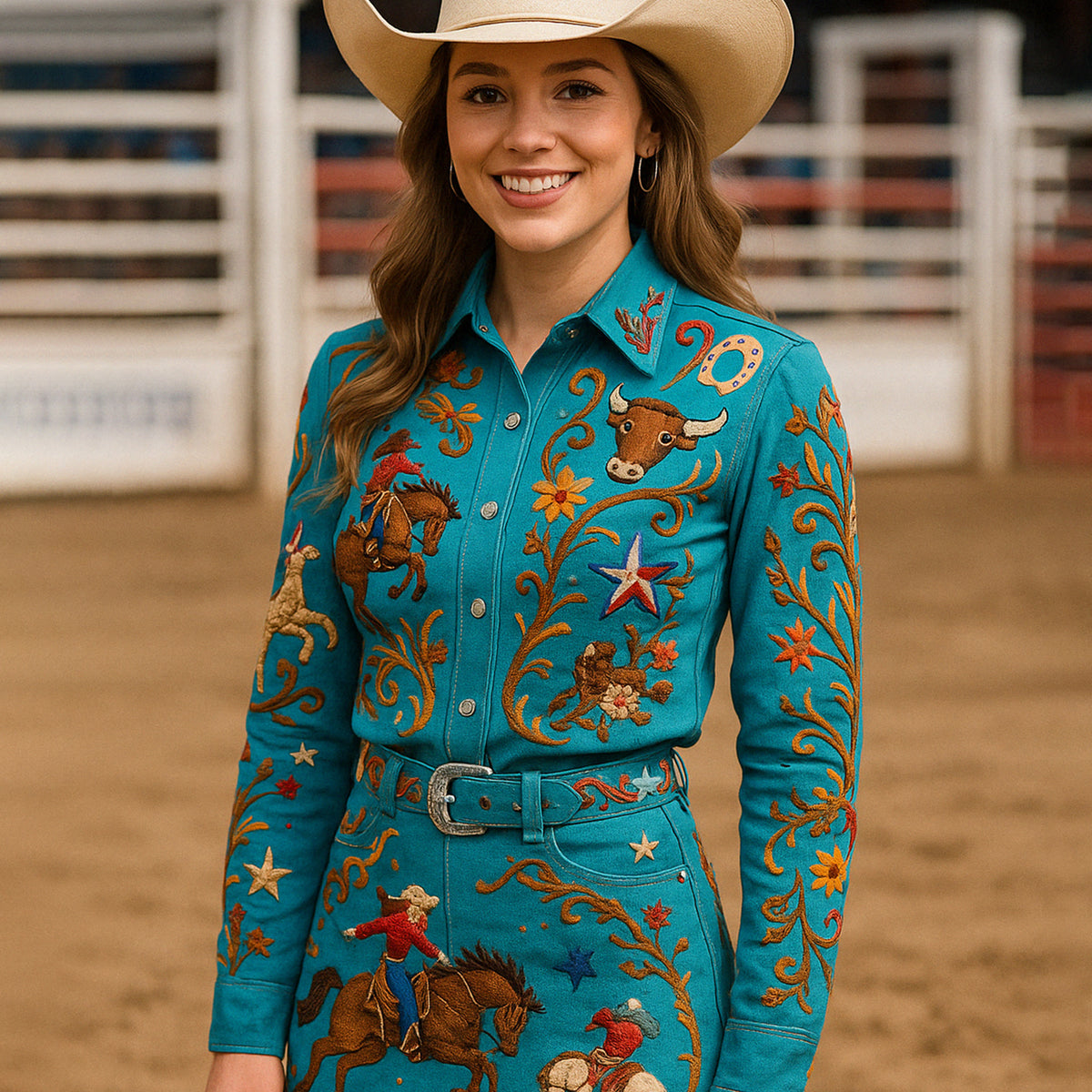 Rodeo Queen Embroidered Western Dress