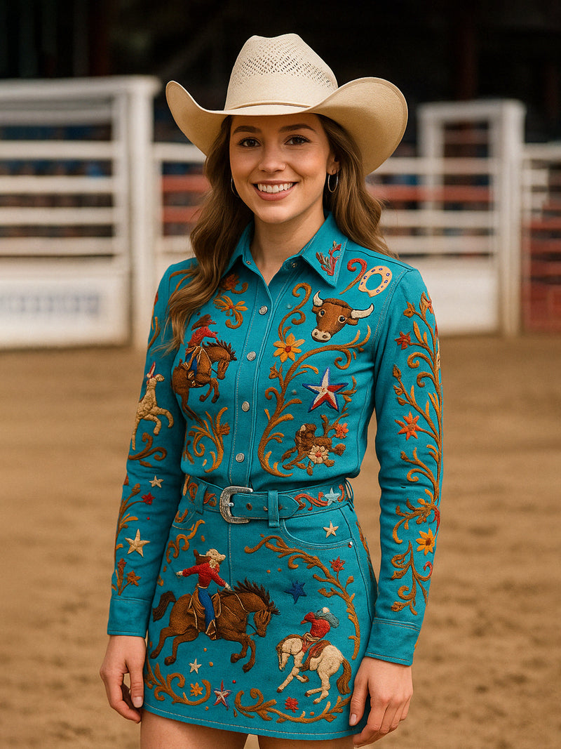 Rodeo Queen Embroidered Western Dress