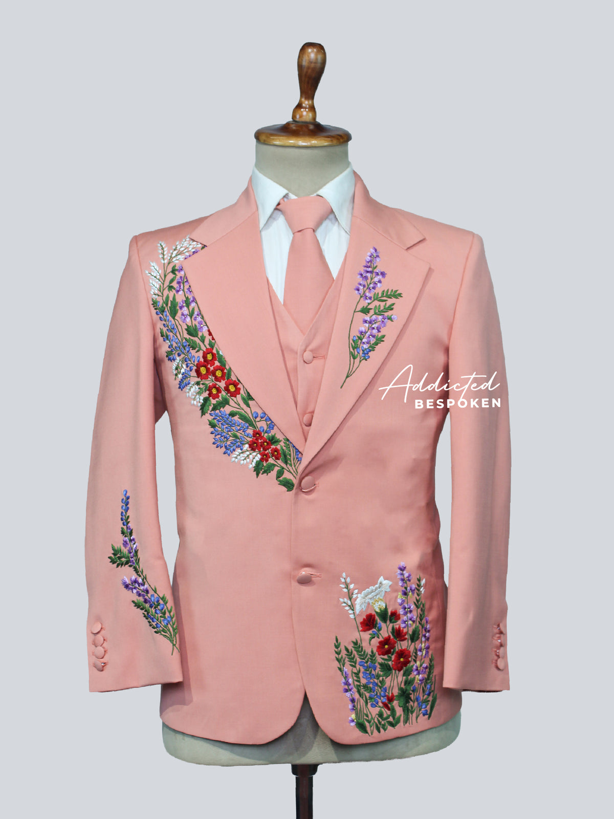 Men’s Blush Floral Suit Addicted Bespoken