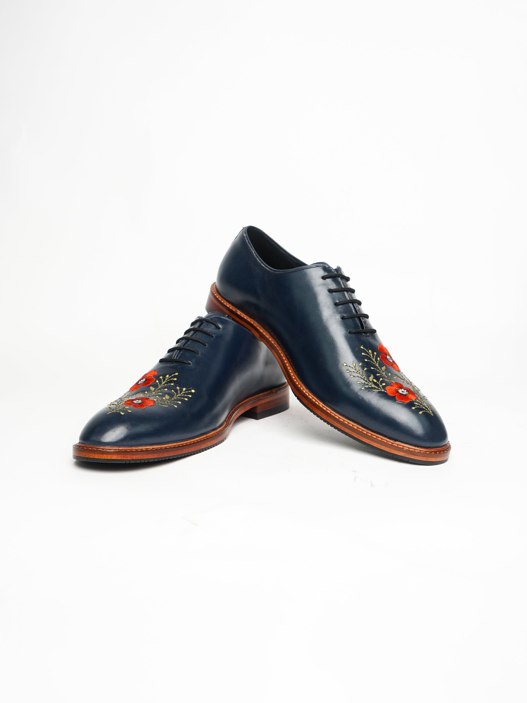 Navy Floral Laceup Shoes Addicted Bespoken