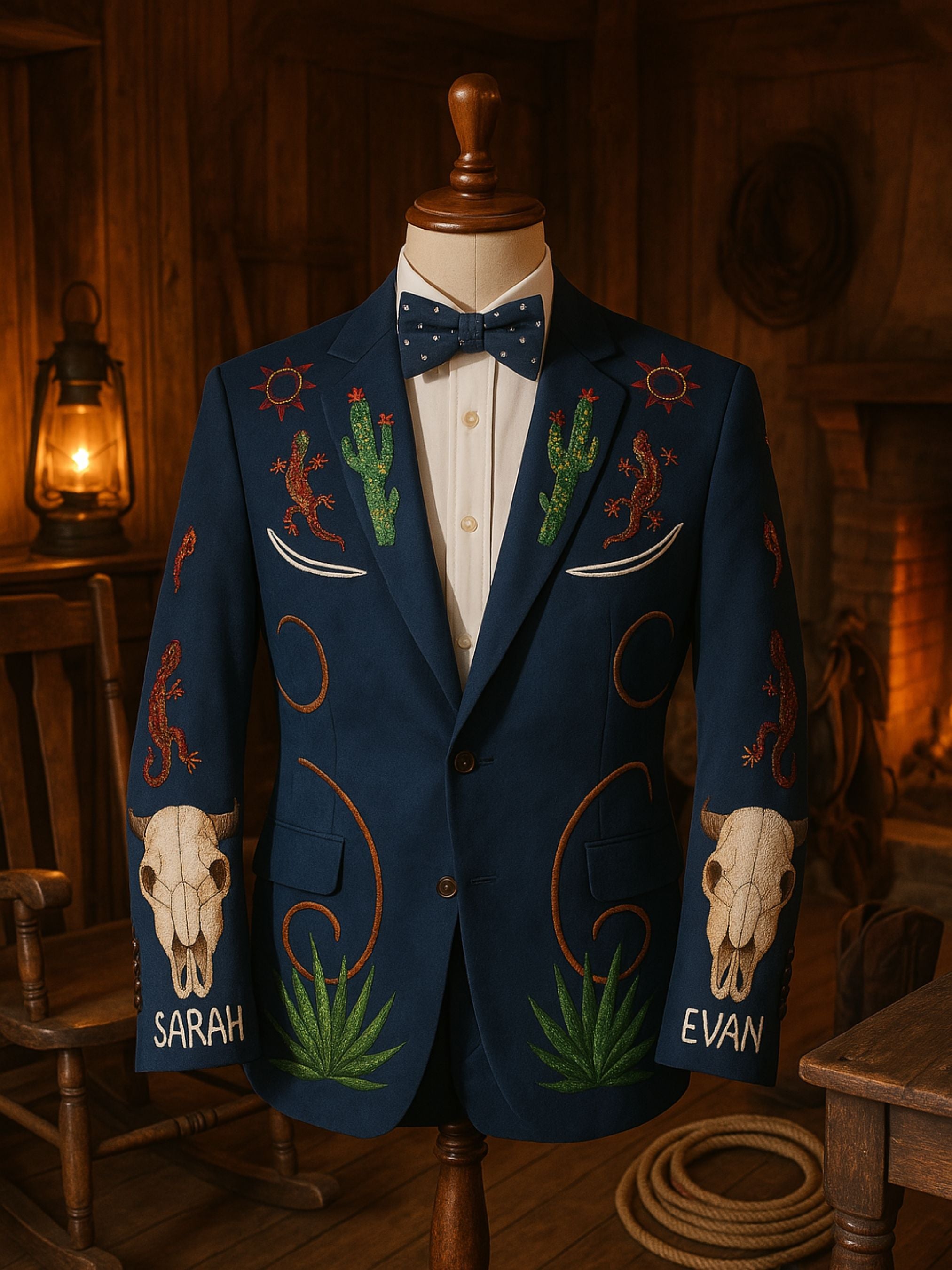 Desert-Themed Statement Embroidered Blazer