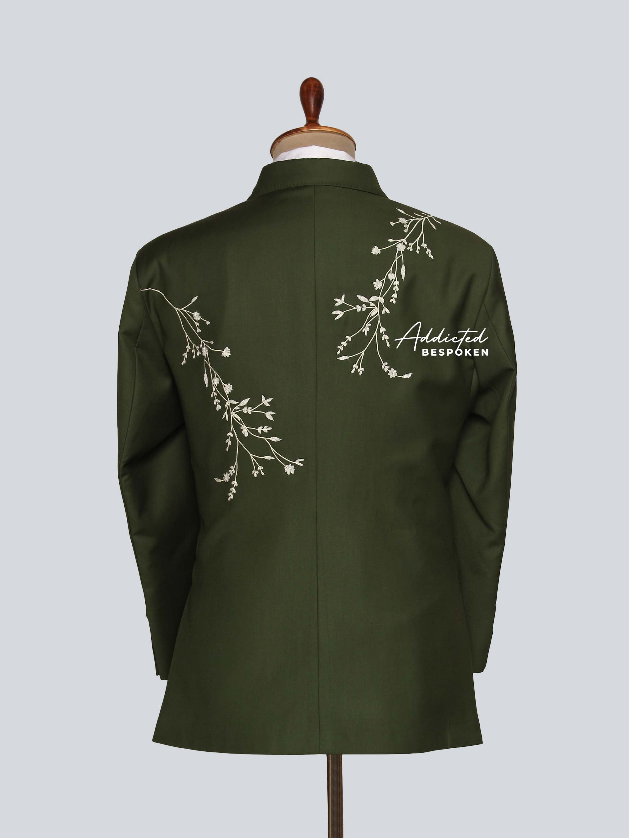 Green Embroidered Floral Suit Addicted Bespoken