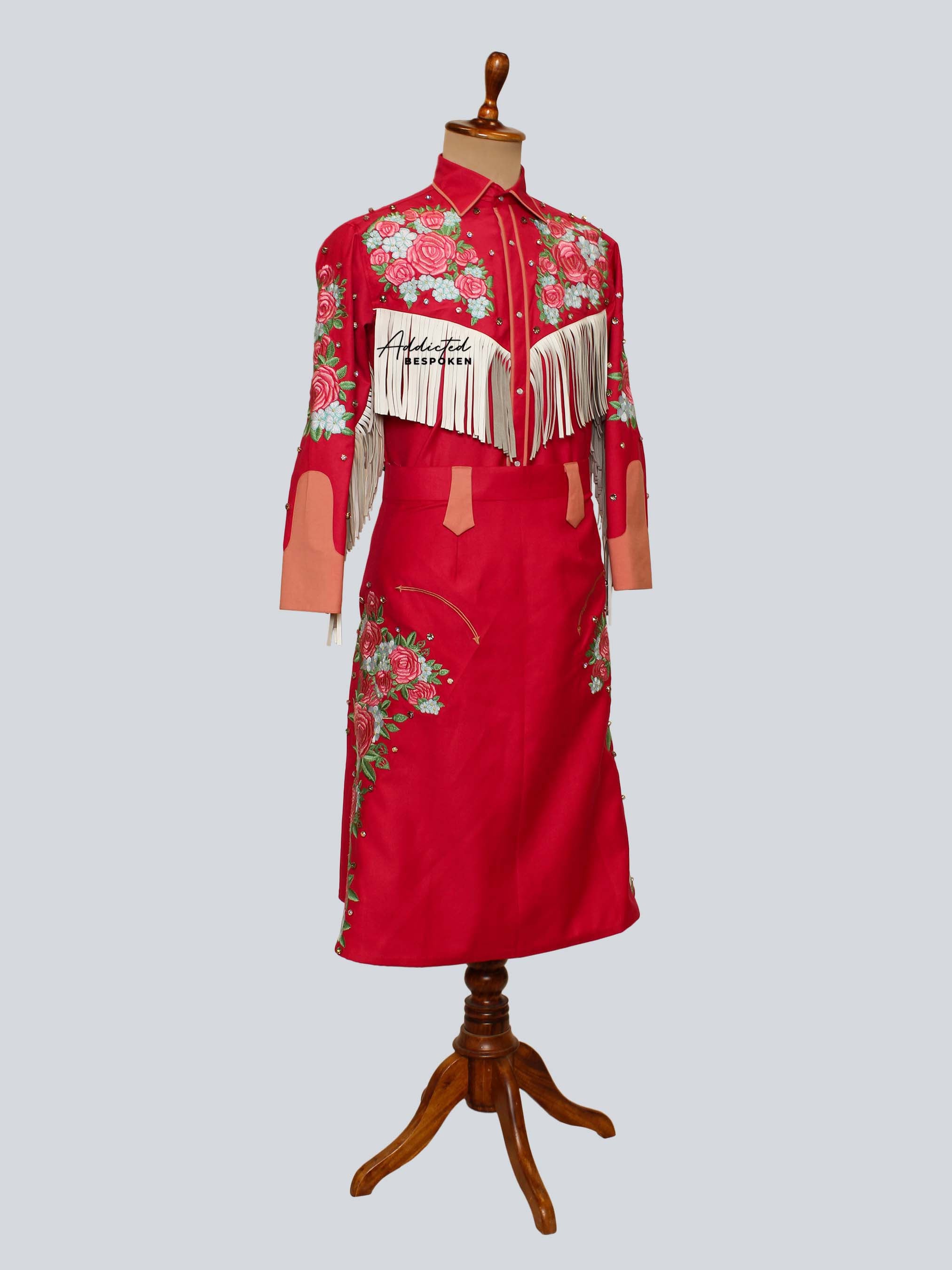 Floral Fringe Western Shirt & Skirt Set Addicted Bespoken