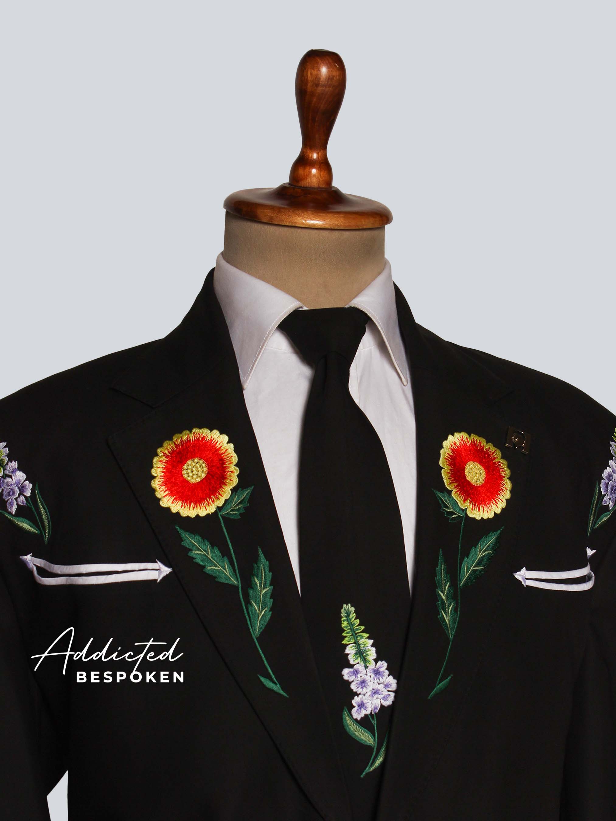 Luxury Floral Embroidered Suit Addicted Bespoken