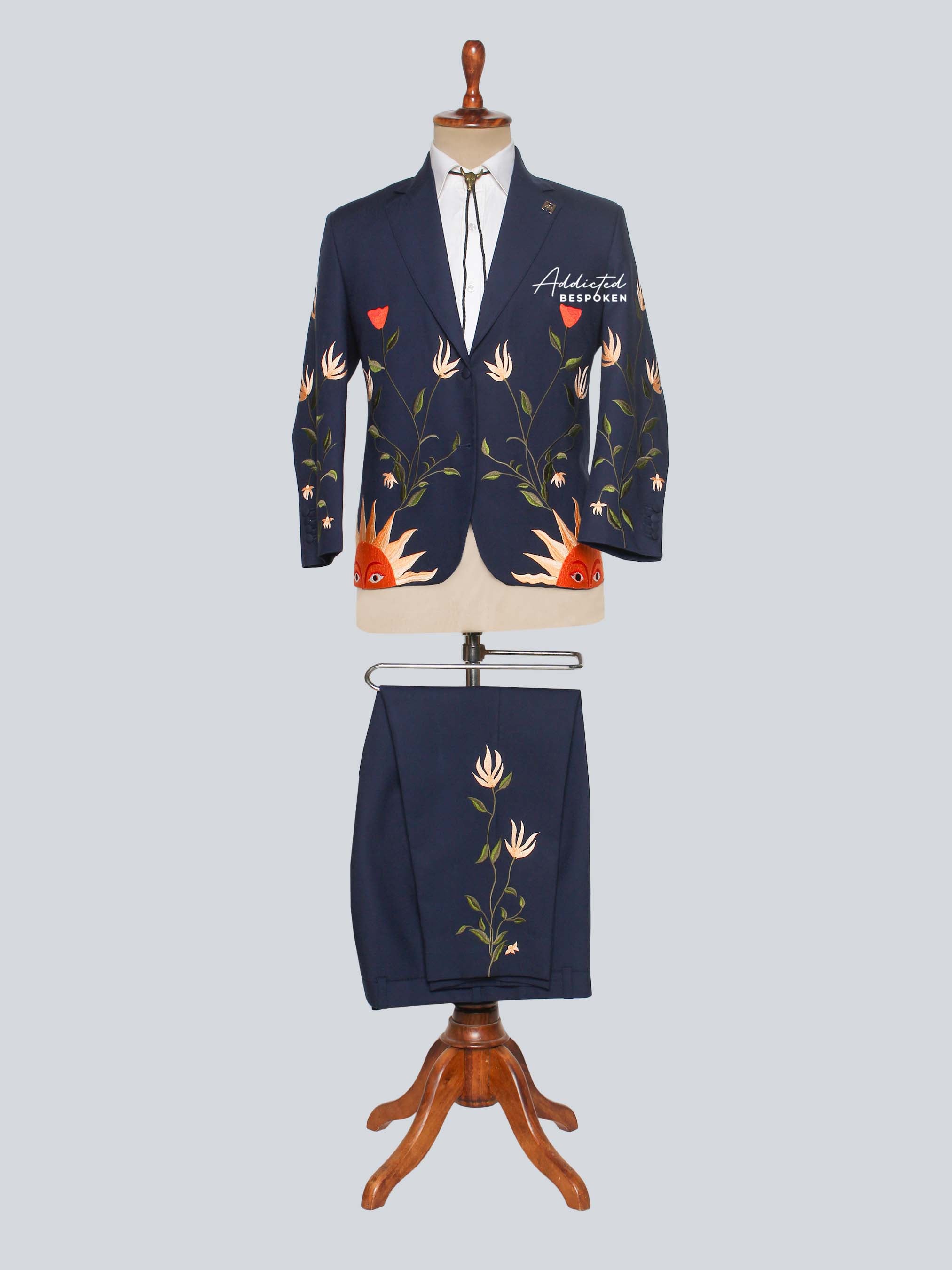 Custom Botanical Art Embroidered Suit Addicted Bespoken