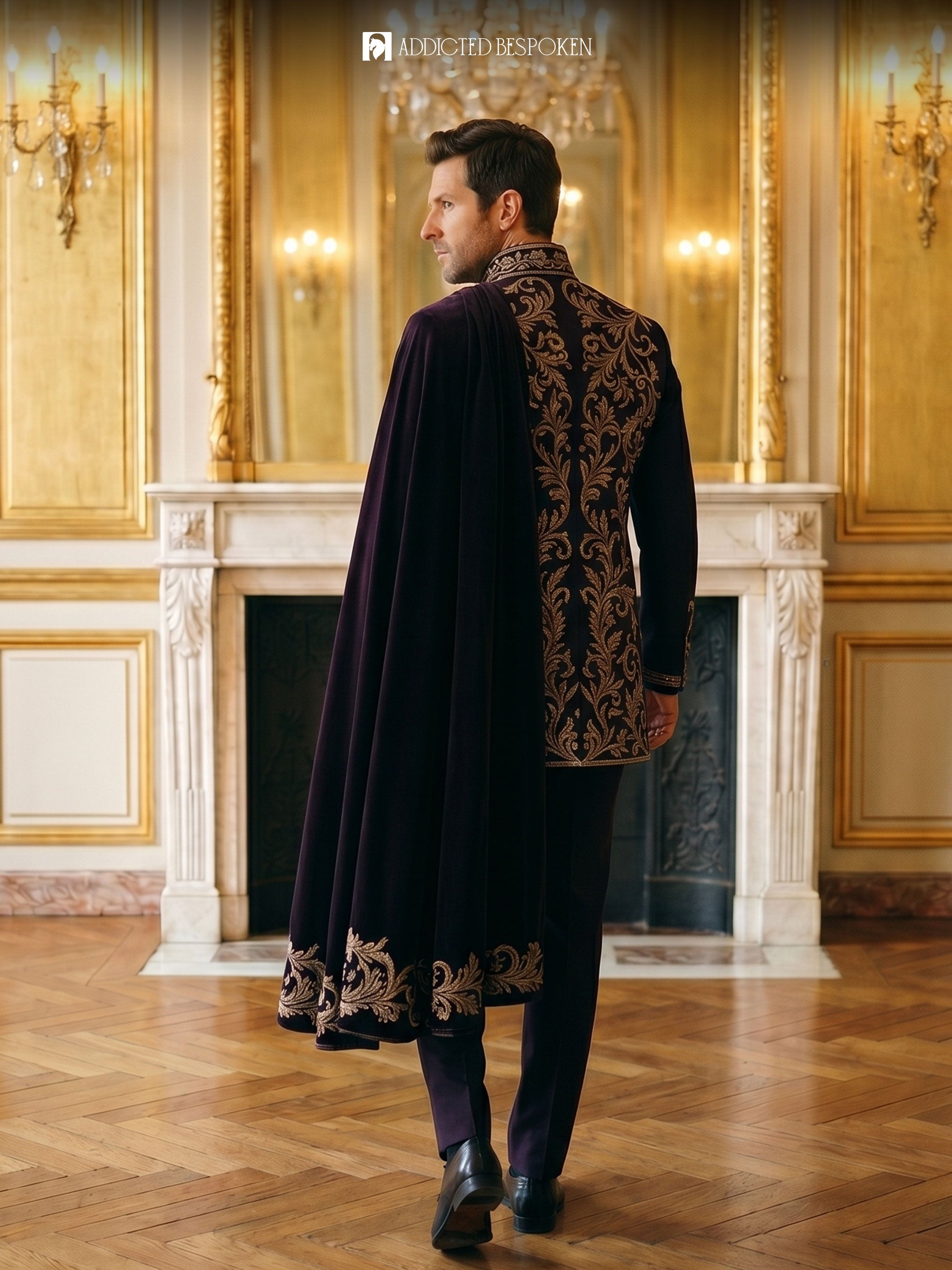 Imperial Gothic Embroidered Suit with Cape Addicted Bespoken