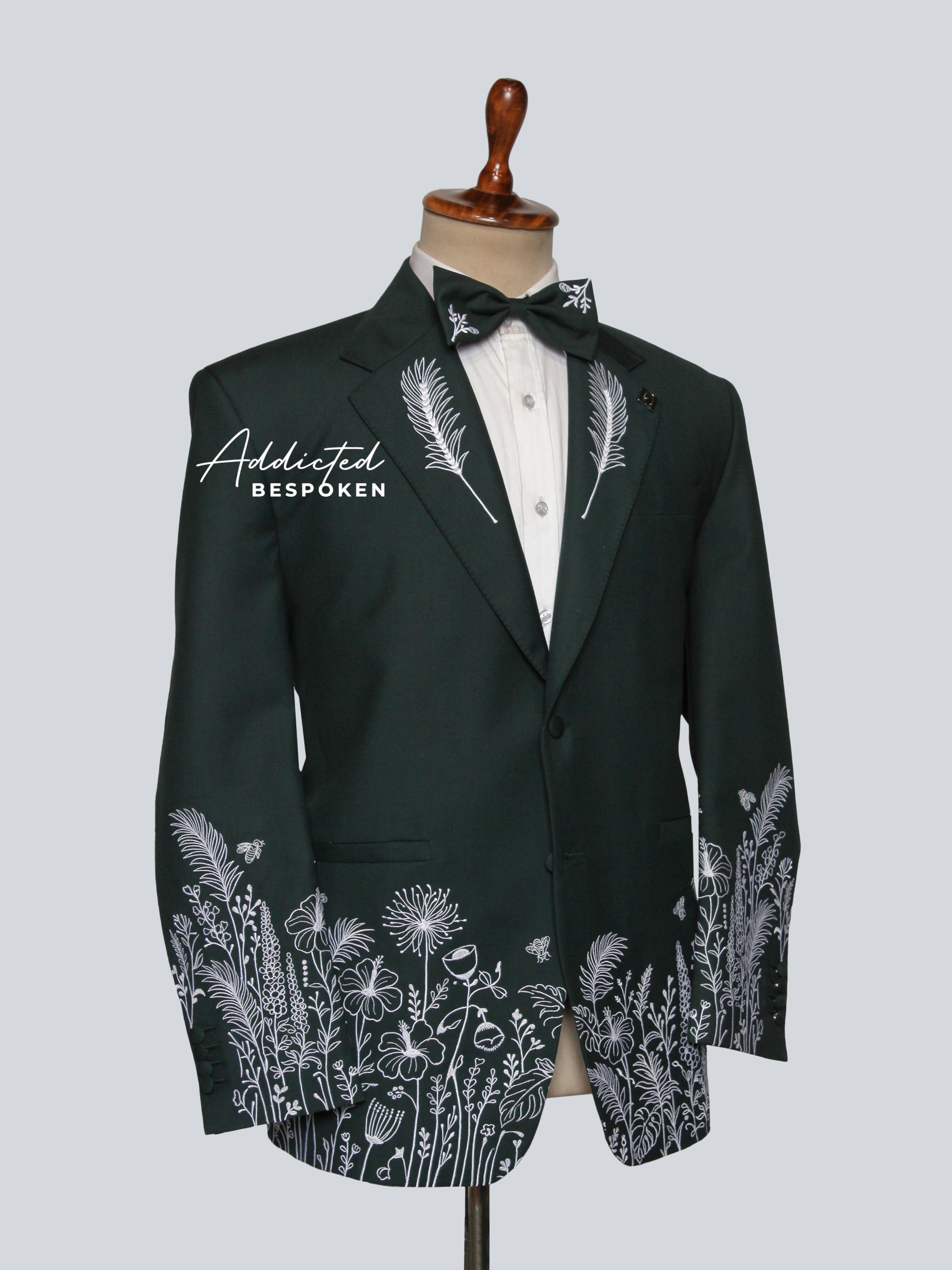 Botanical Embroidered Tuxedo Suit Addicted Bespoken