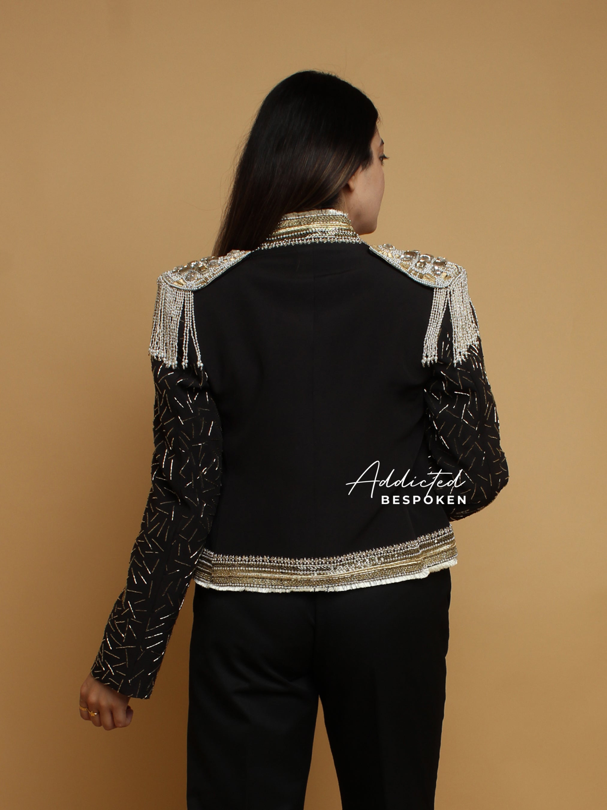 Gilded Fur and Beads Crop Jacket