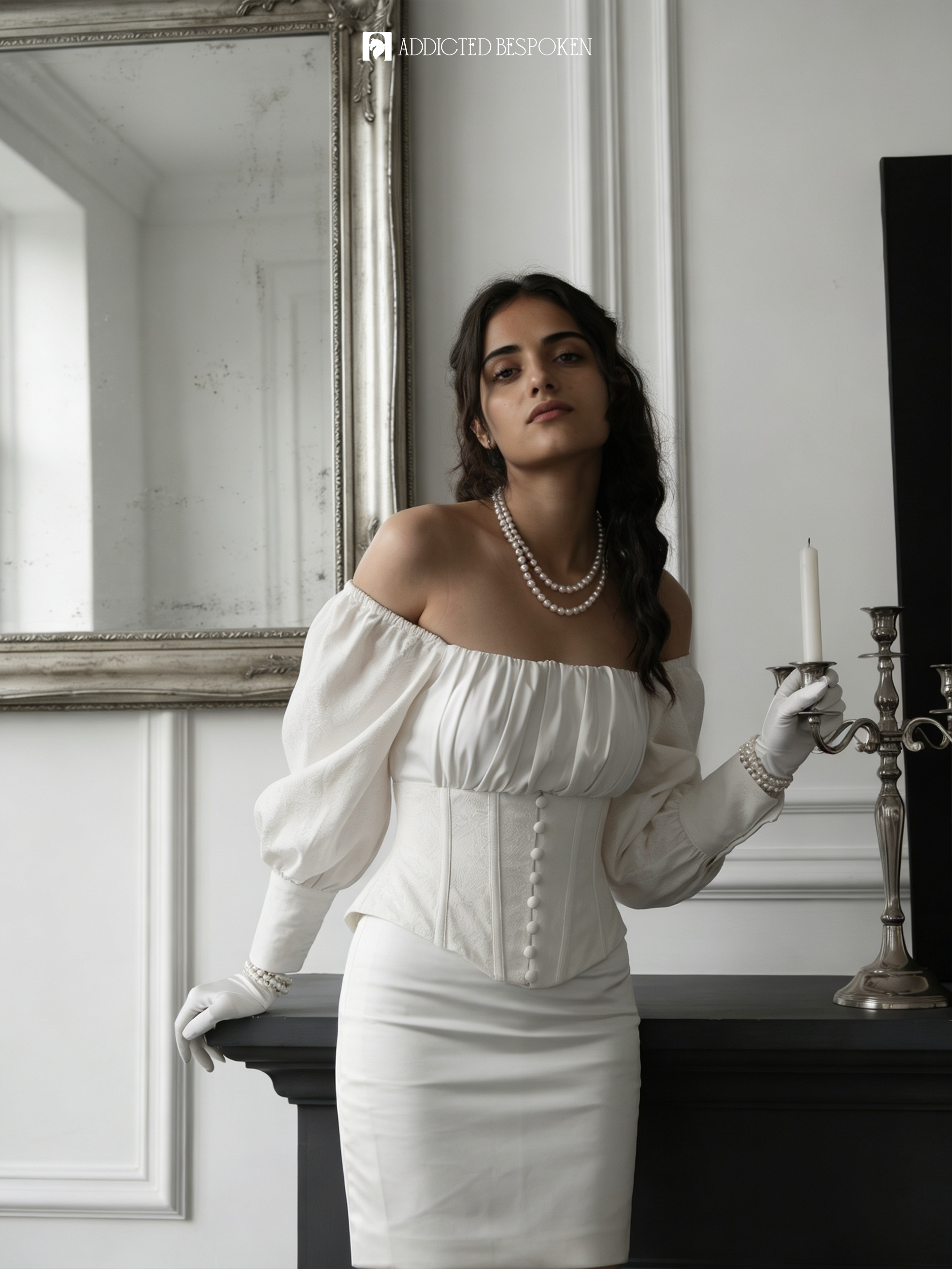White Corset Puff Sleeve Dress Addicted Bespoken