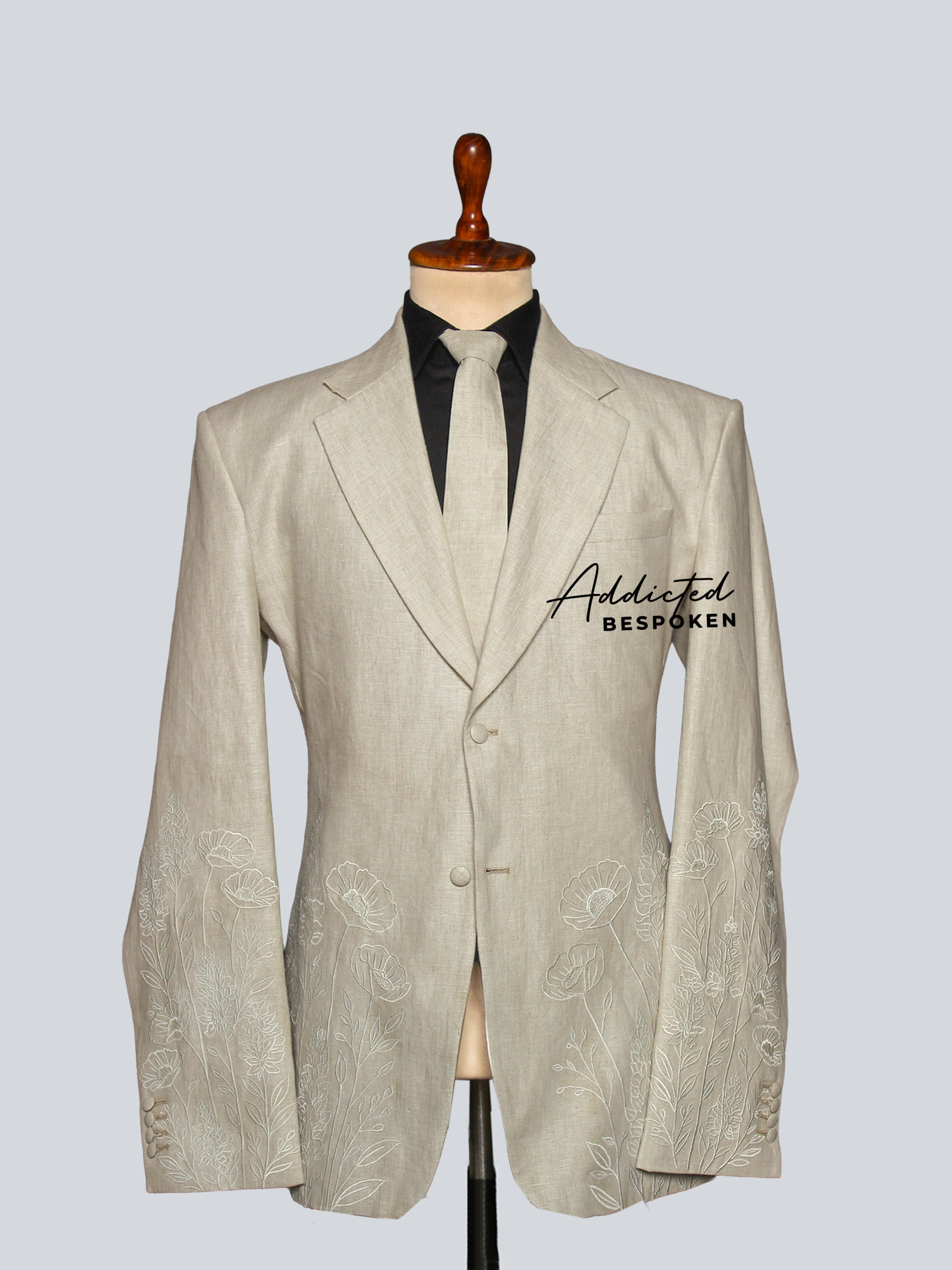 Mens Ivory Floral Embroidered Suit Addicted Bespoken