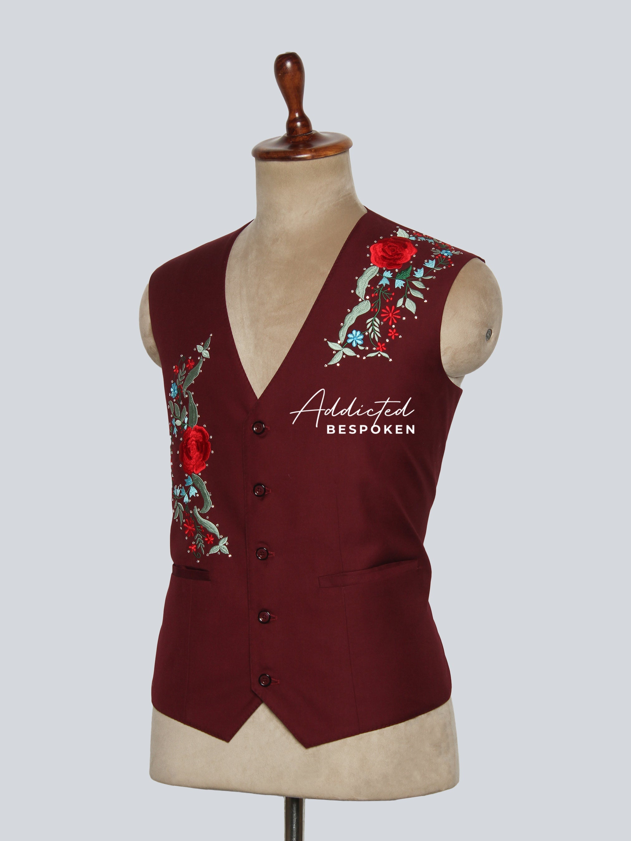 Floral Embroidered Festive Waistcoat