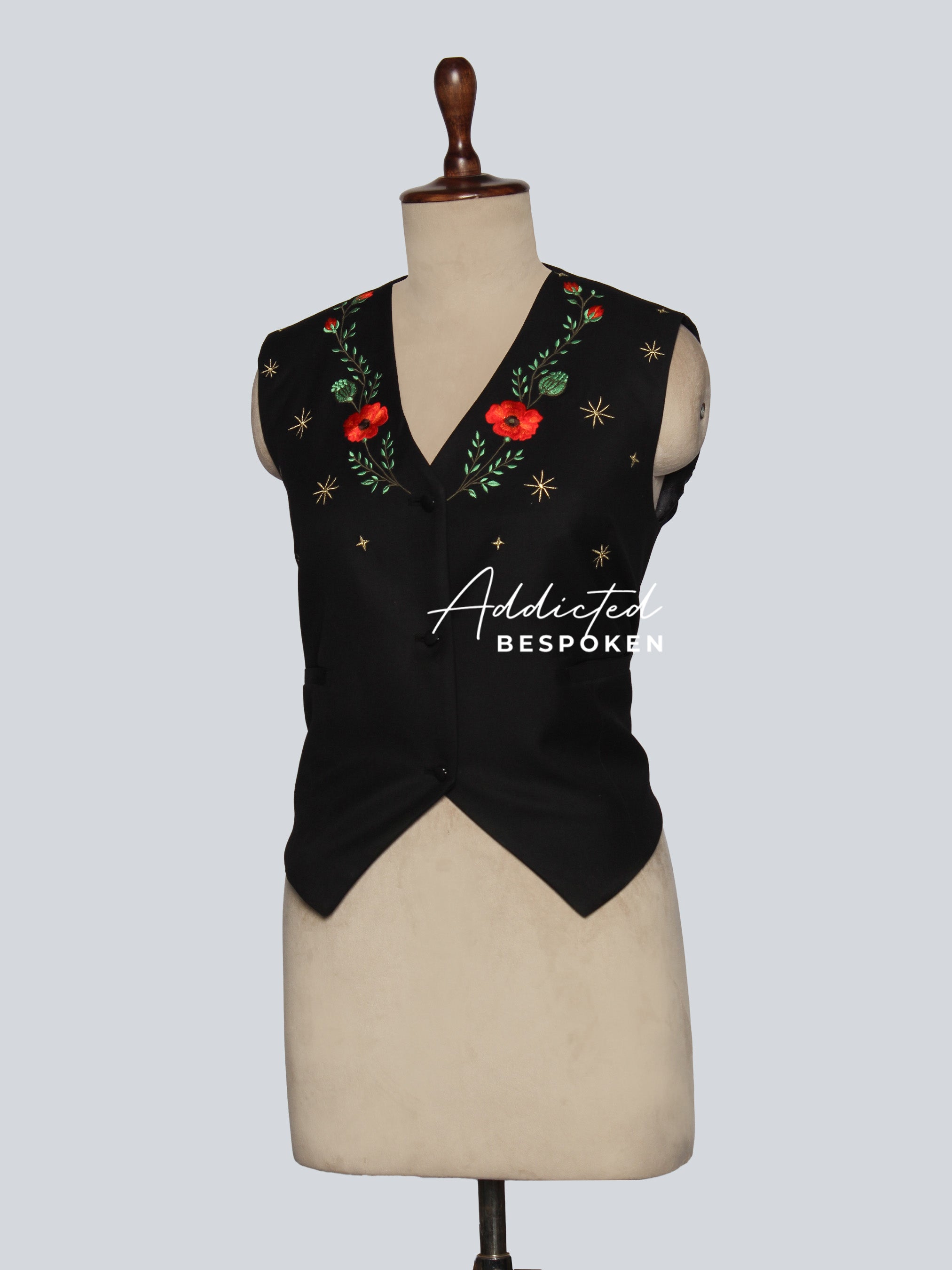 Black Embroidered Vest