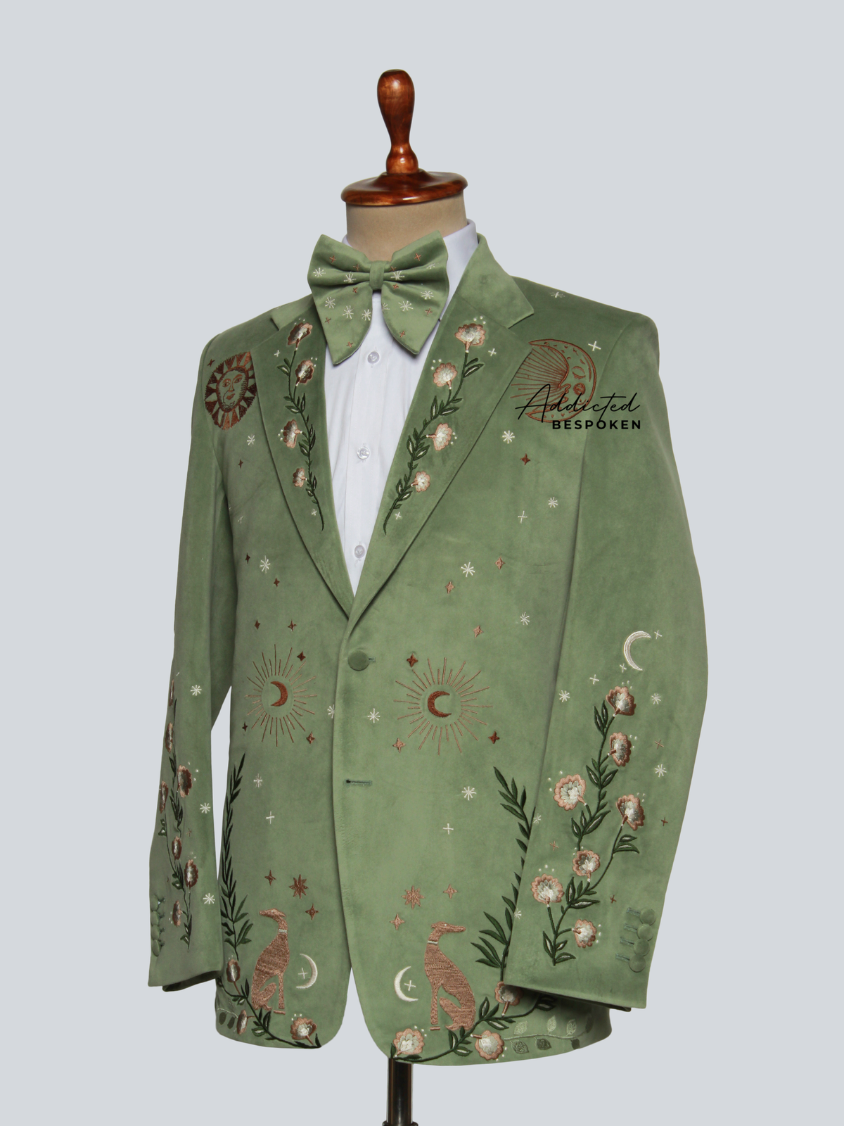 Green Embroidered Blazer For Men