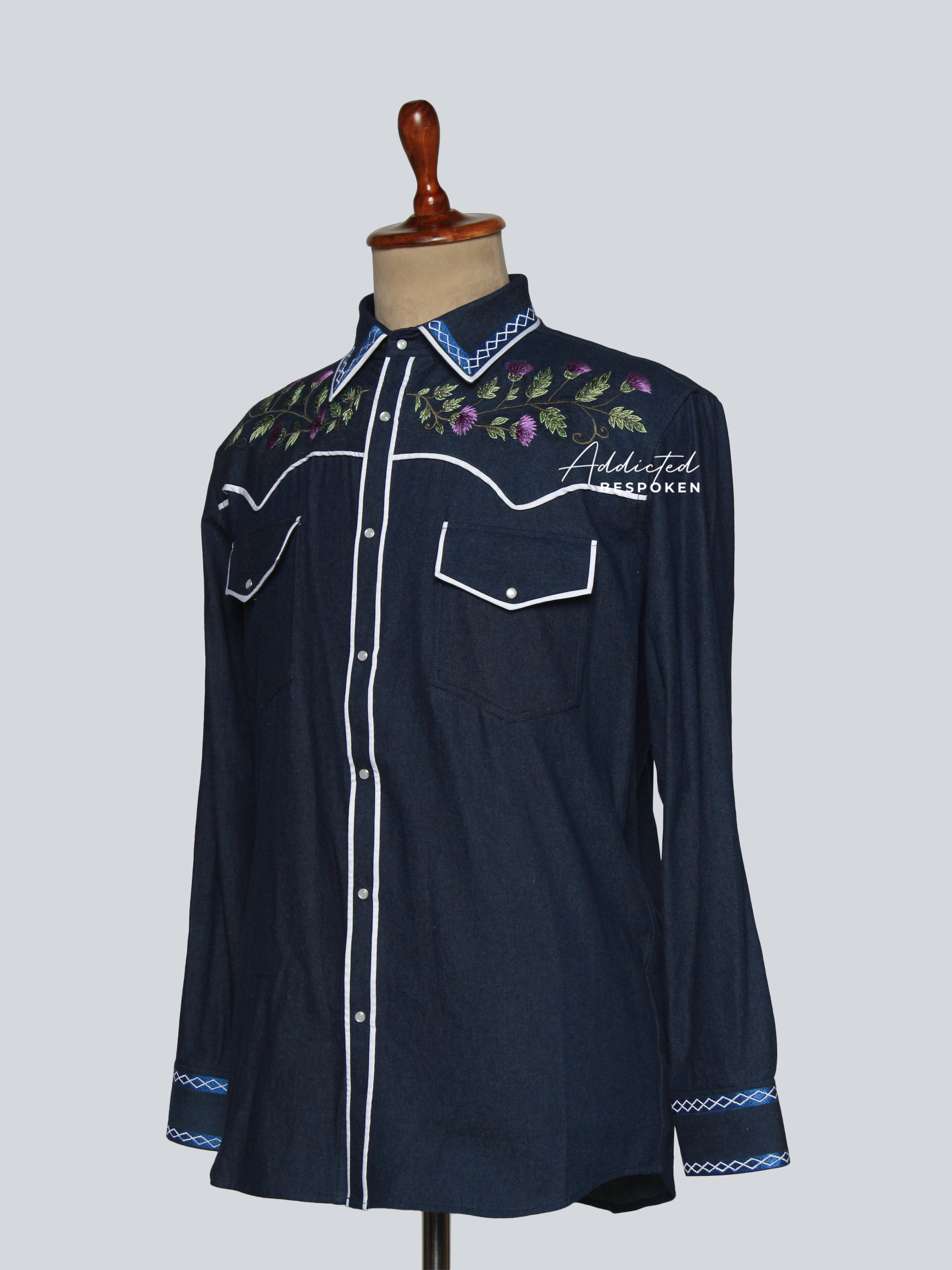 Embroidered Western Denim Shirt