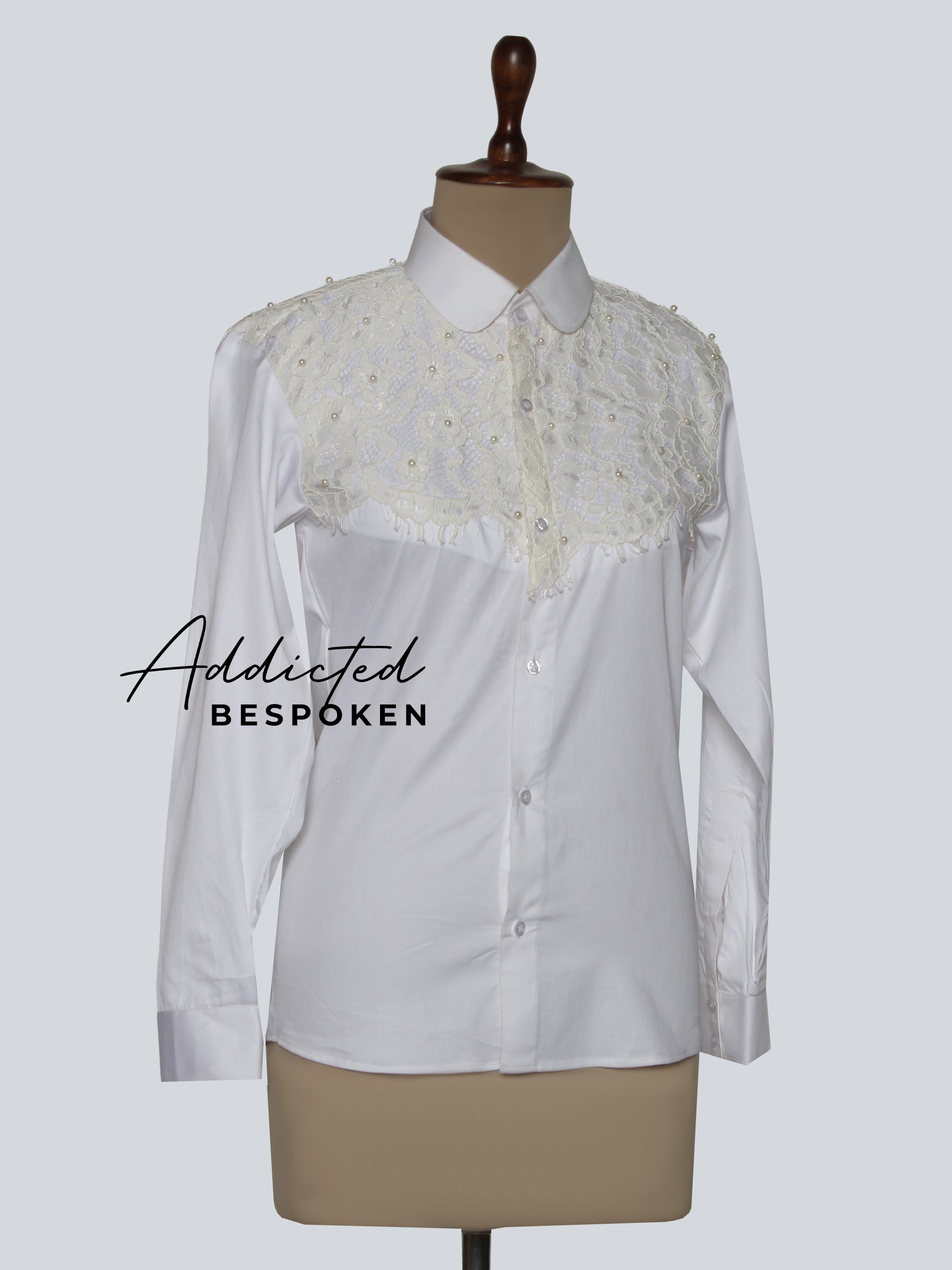 White Embroidered Pearl Shirt