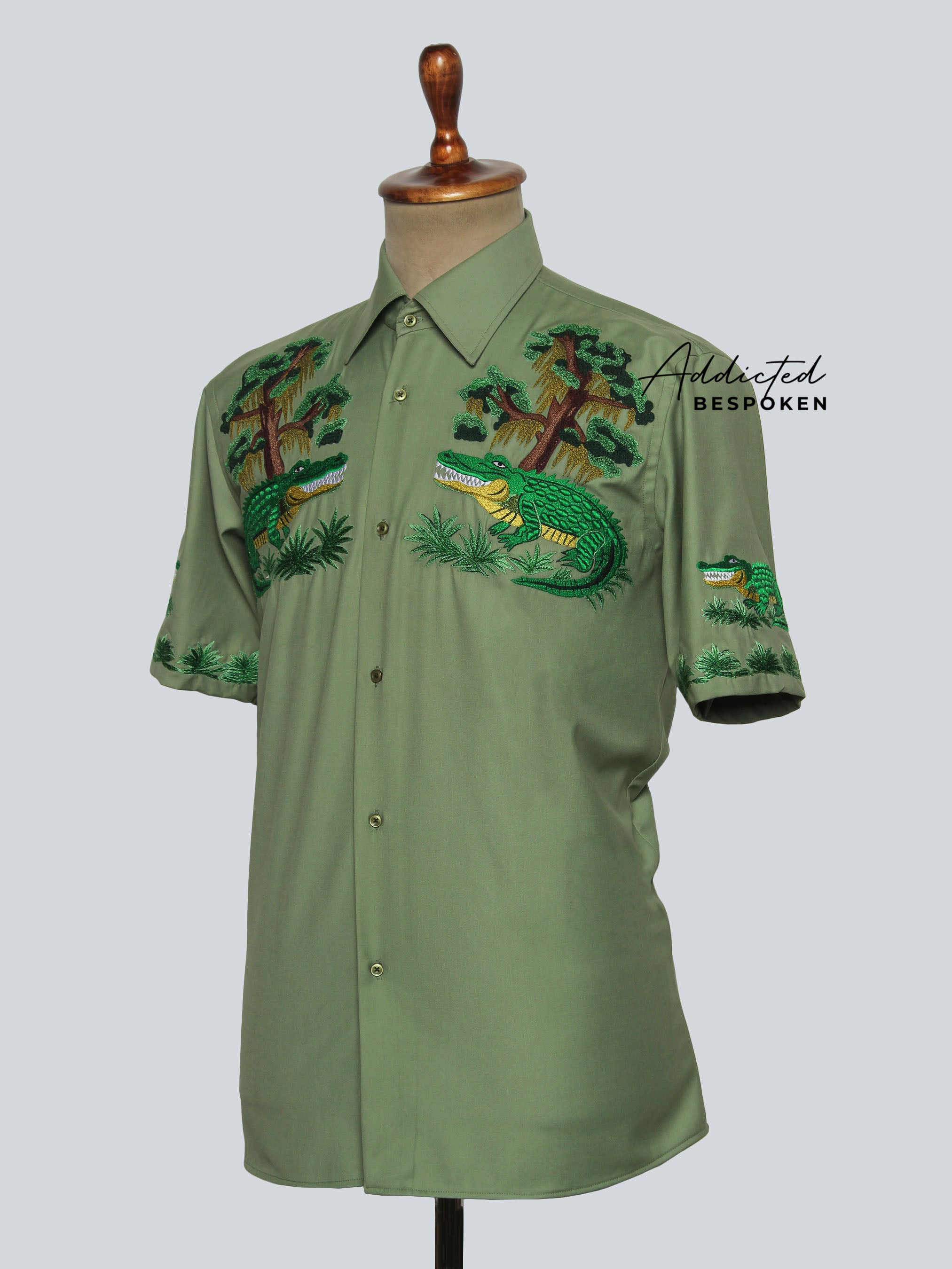 Crocodile Embroidered Western Shirt Addicted Bespoken