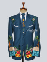 Island Bloom Embroidered Suit