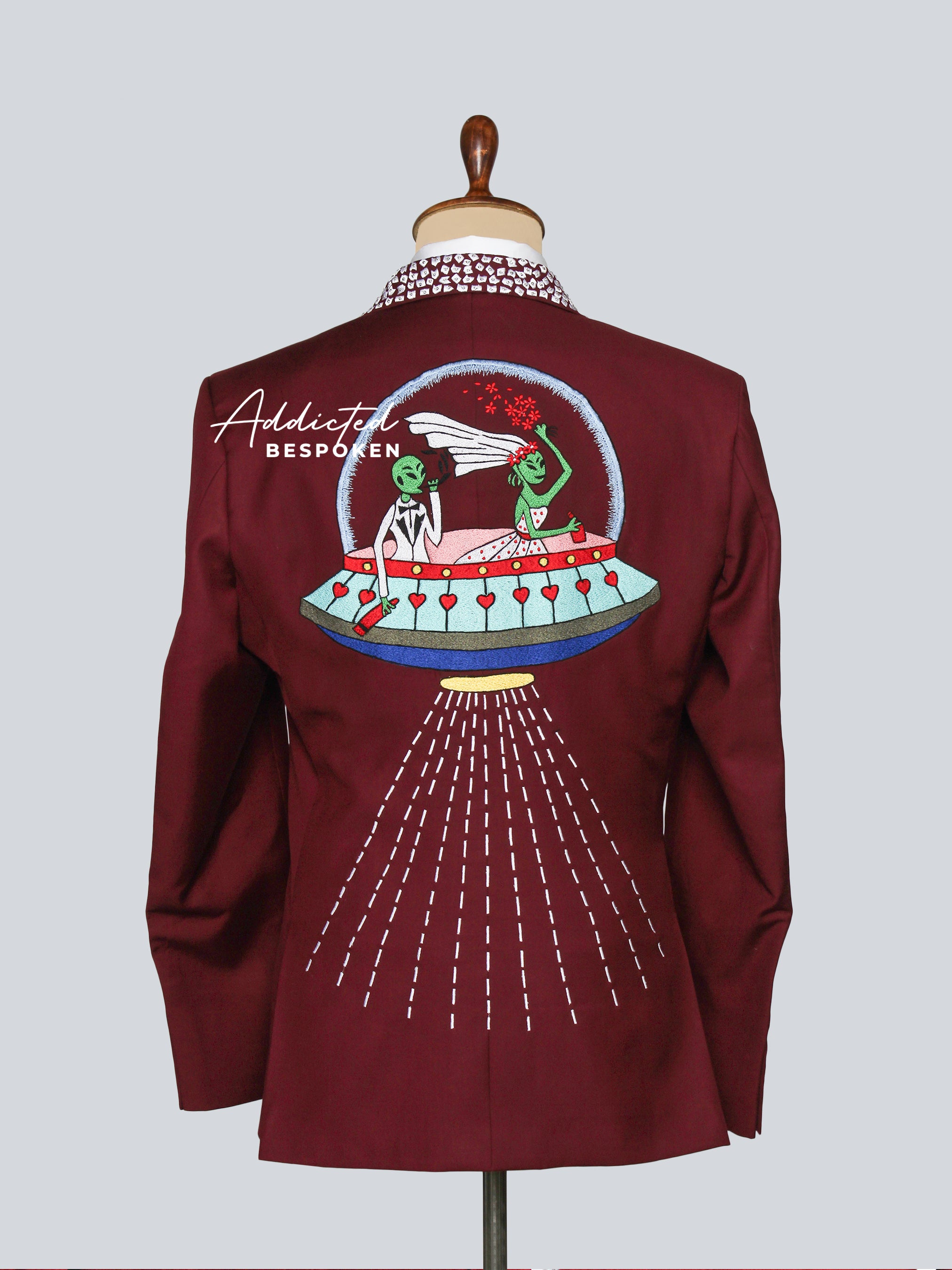 Maroon Cactus Embroidered Suit Addicted Bespoken