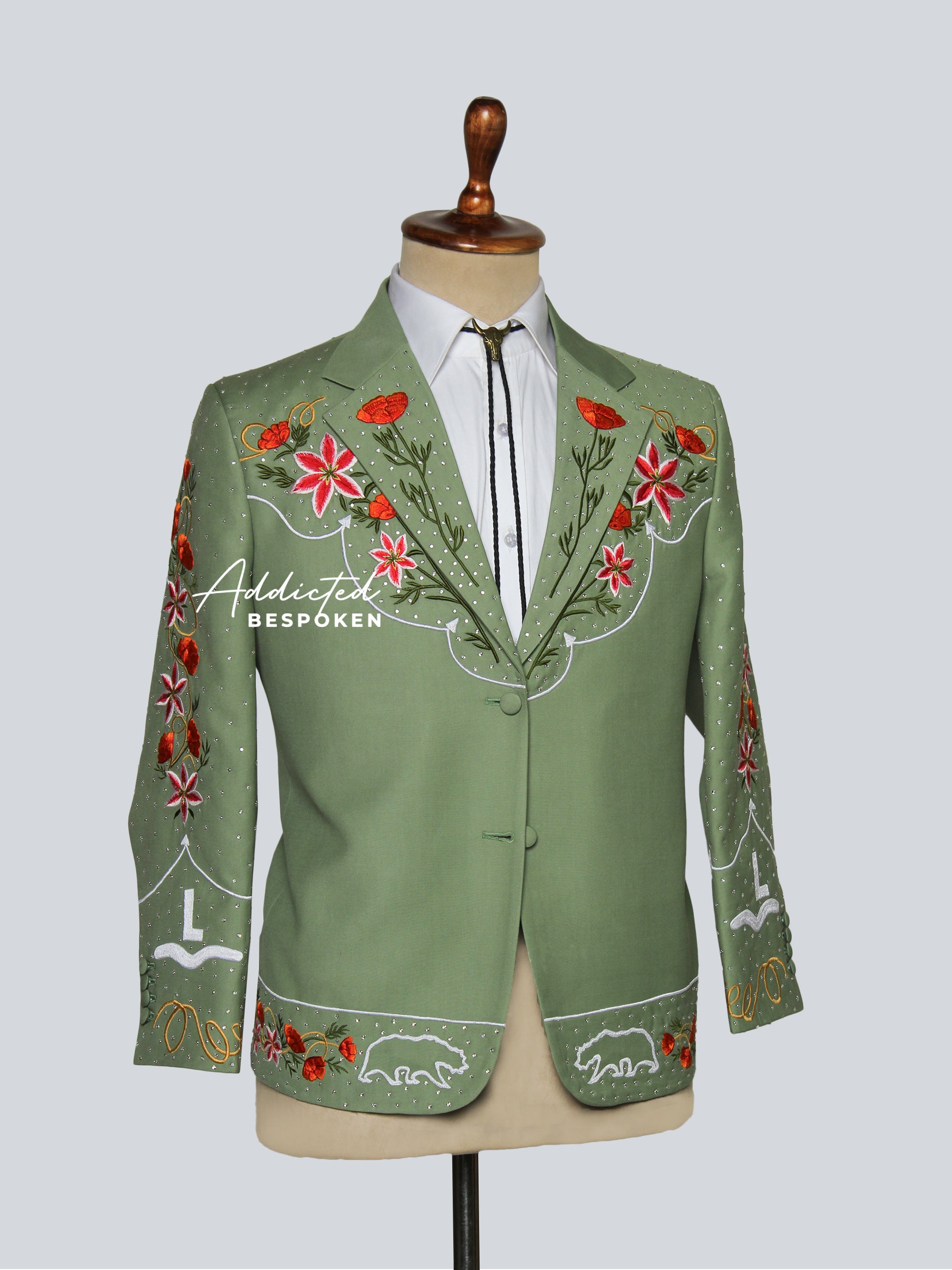 Sage Bloom Embroidered Suit Addicted Bespoken