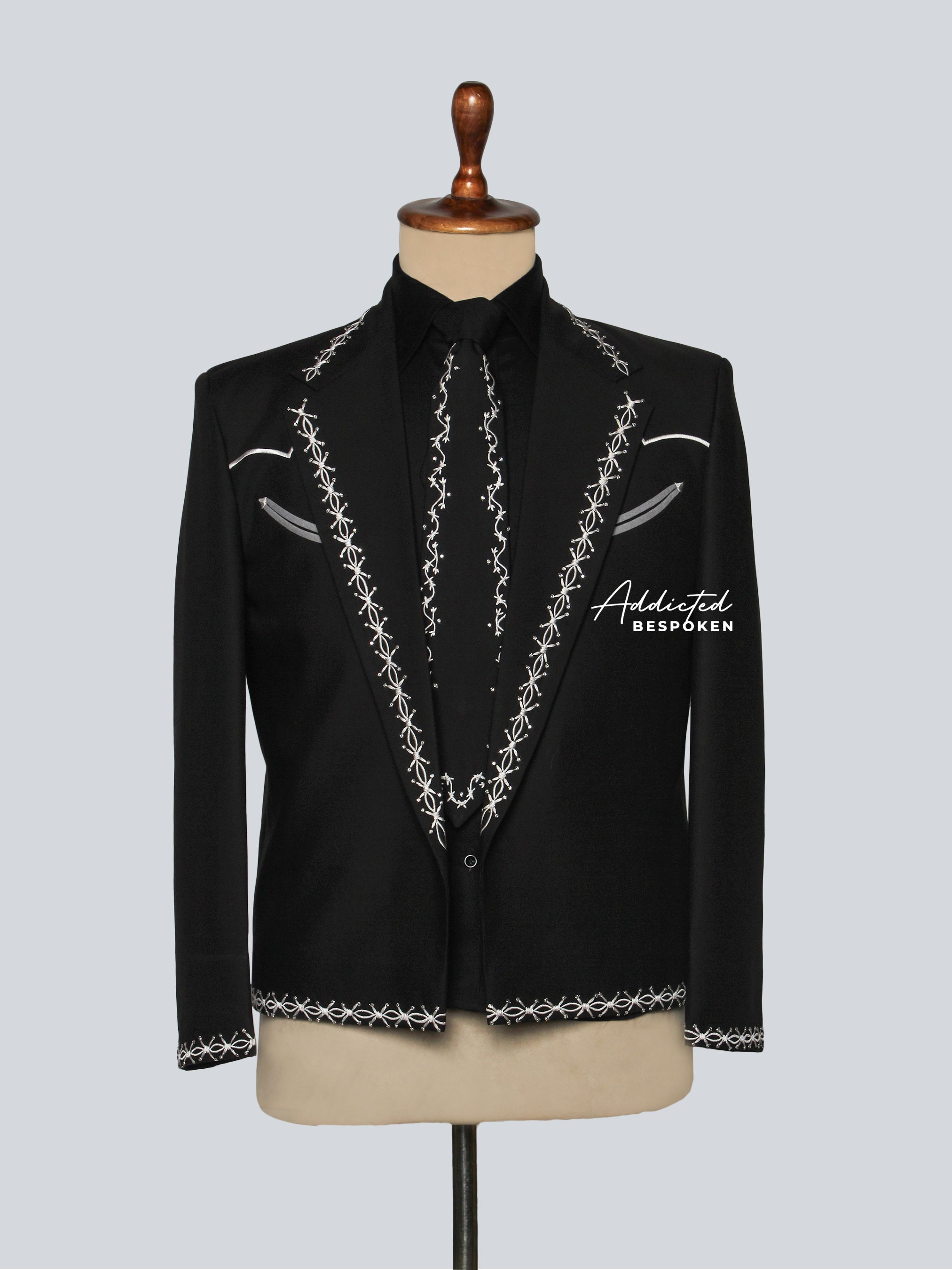 Noir Edge Embroidered Suit Addicted Bespoken