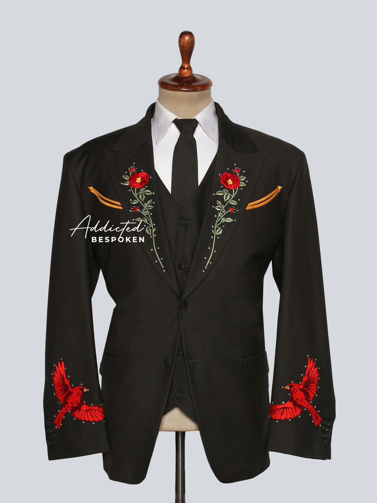 Black Embroidered Blazer For Men
