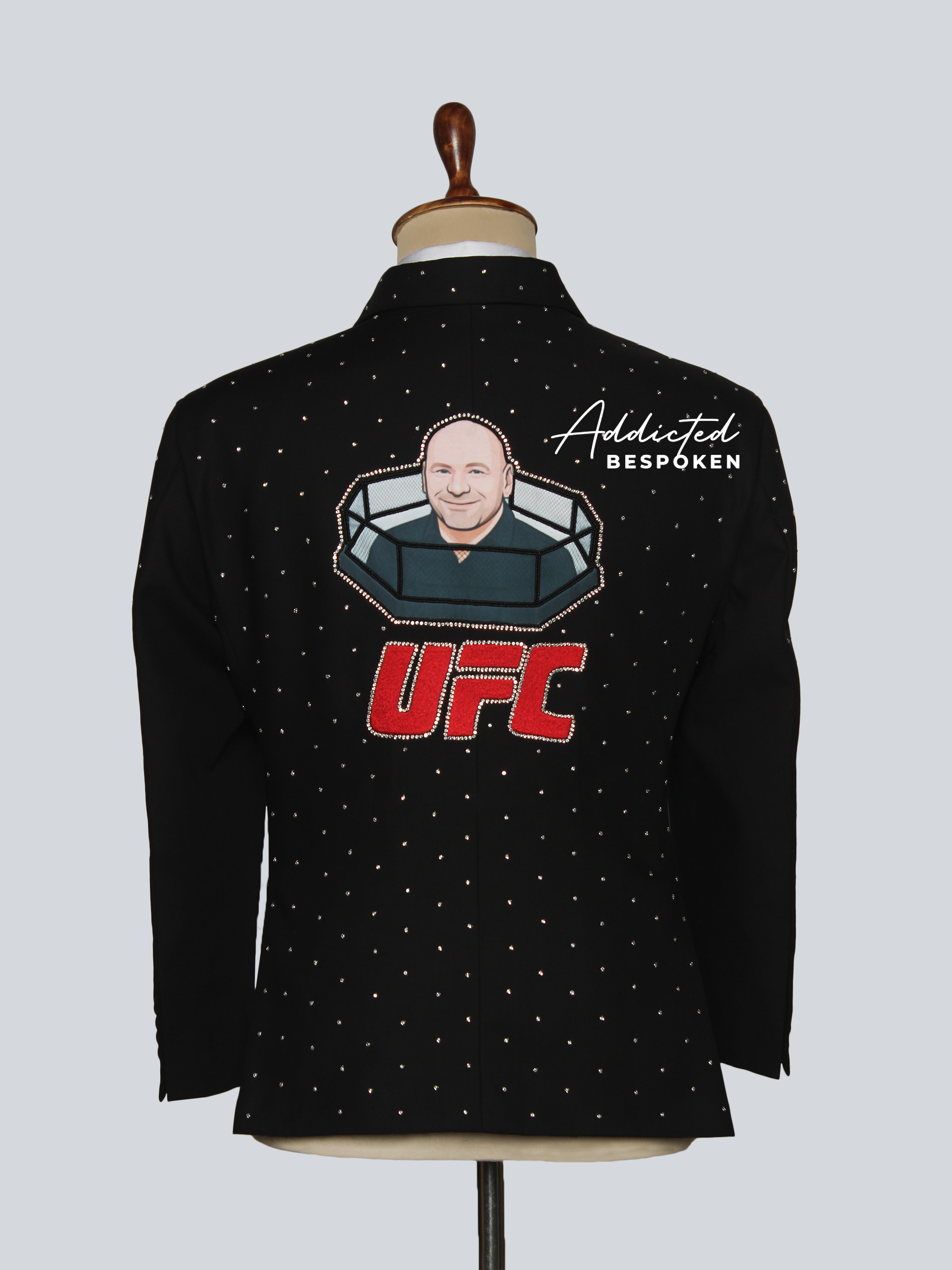 Black UFC-Inspired Portrait Embroidered Blazer Addicted Bespoken