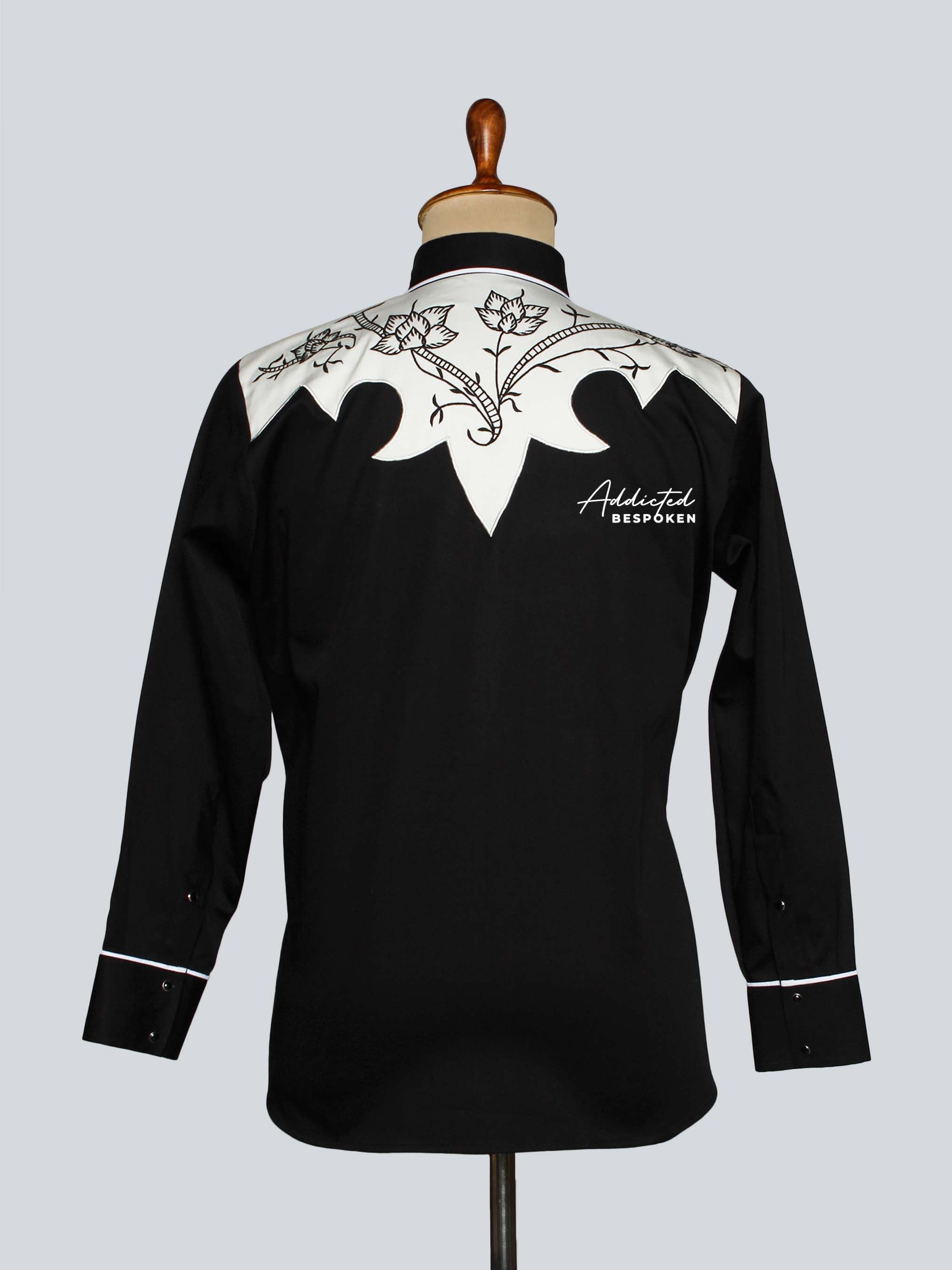 Black & White Embroidered Western Shirt Addicted Bespoken